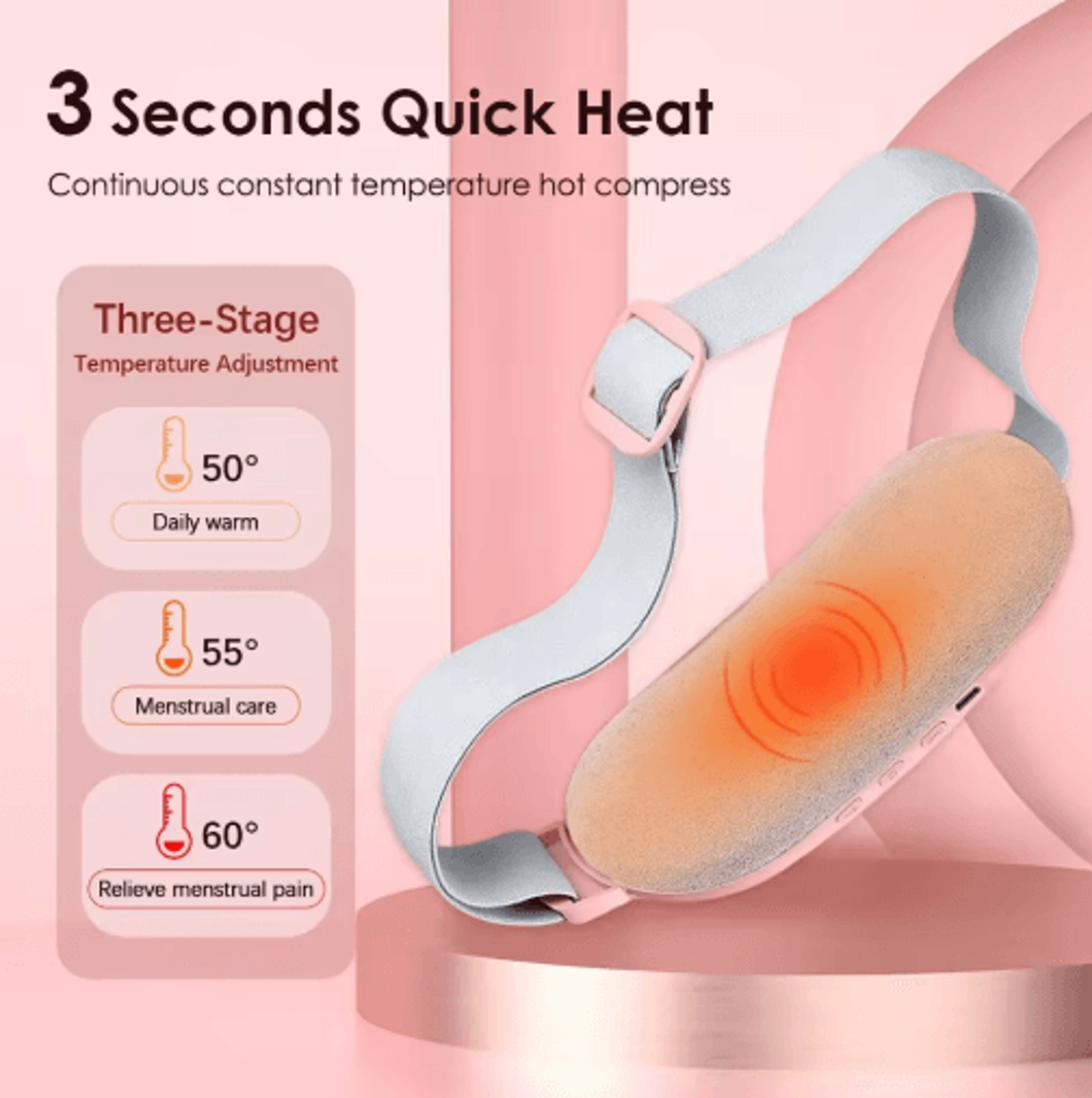 ComfortEase Portable Heated Massage Belt For Menstrual Comfort 6