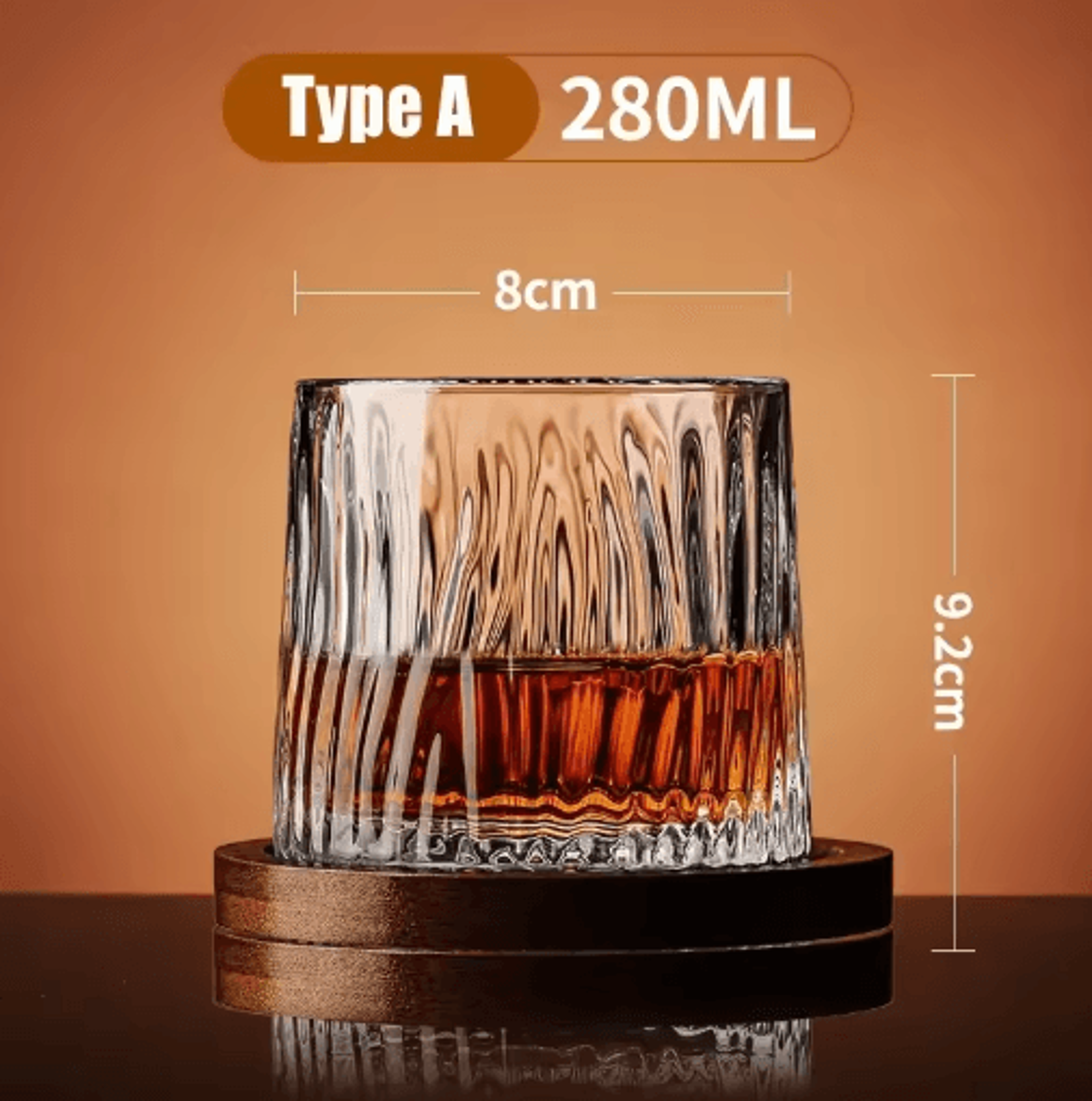 SpinCrystal Whiskey Glass With Rotating Base  Premium Bar Drinkware 2