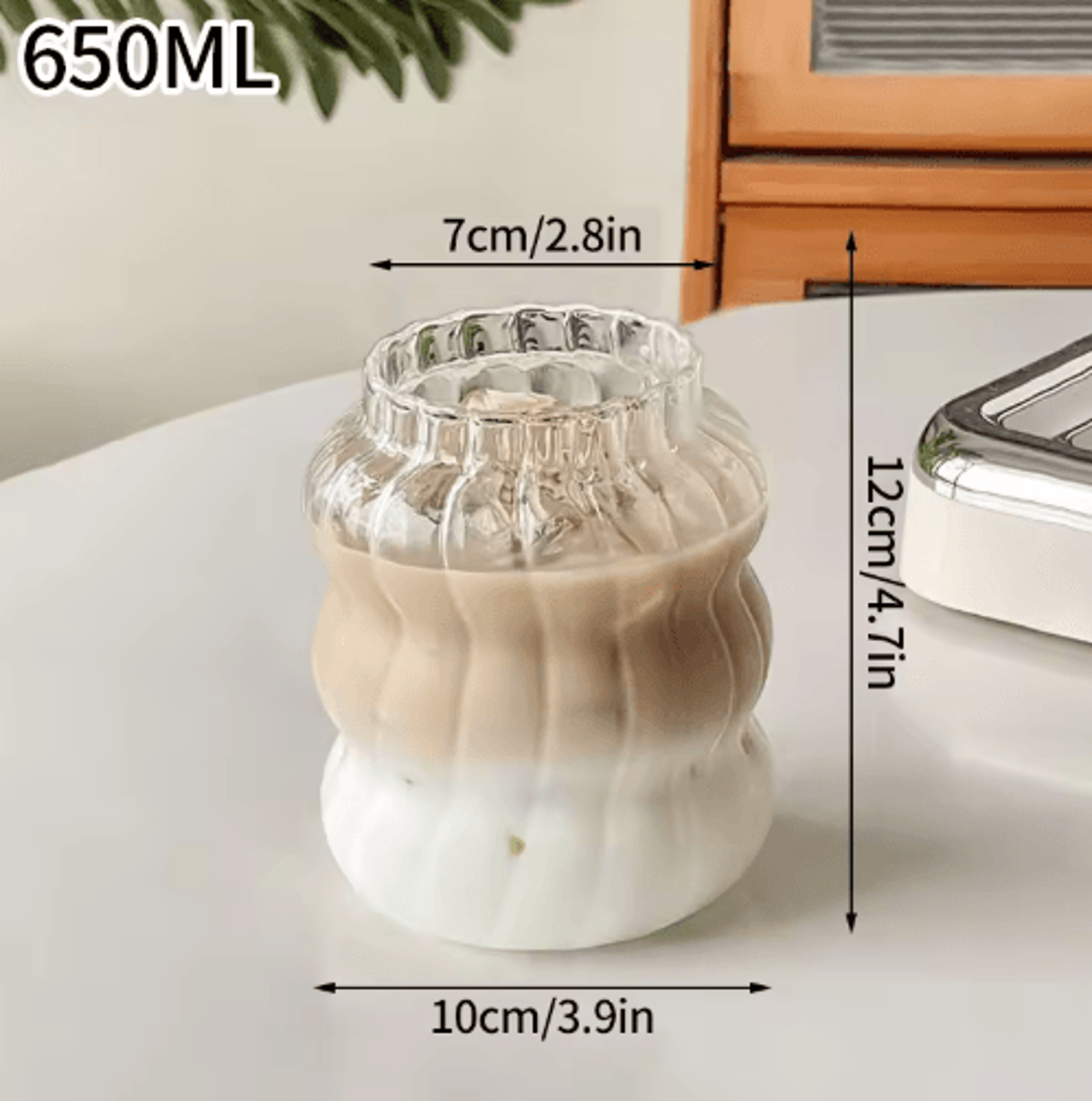 RippleWave Transparent Drinking Glass  Creative Wave Iced Coffee Tumbler 8