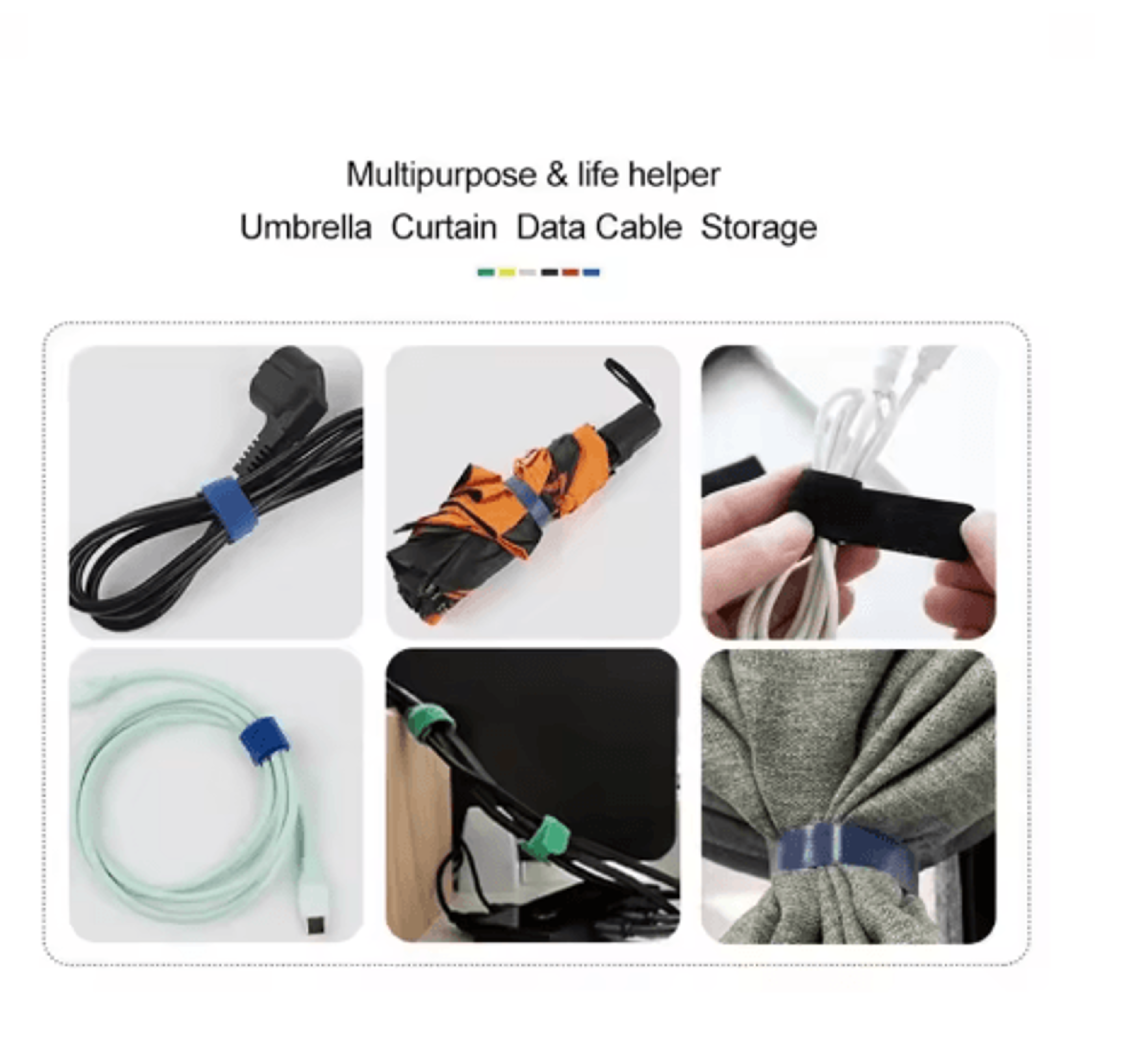 5M Reusable Cable Organizer Straps  FreeCut Fastening Tape For Desk  Wire Storage 3