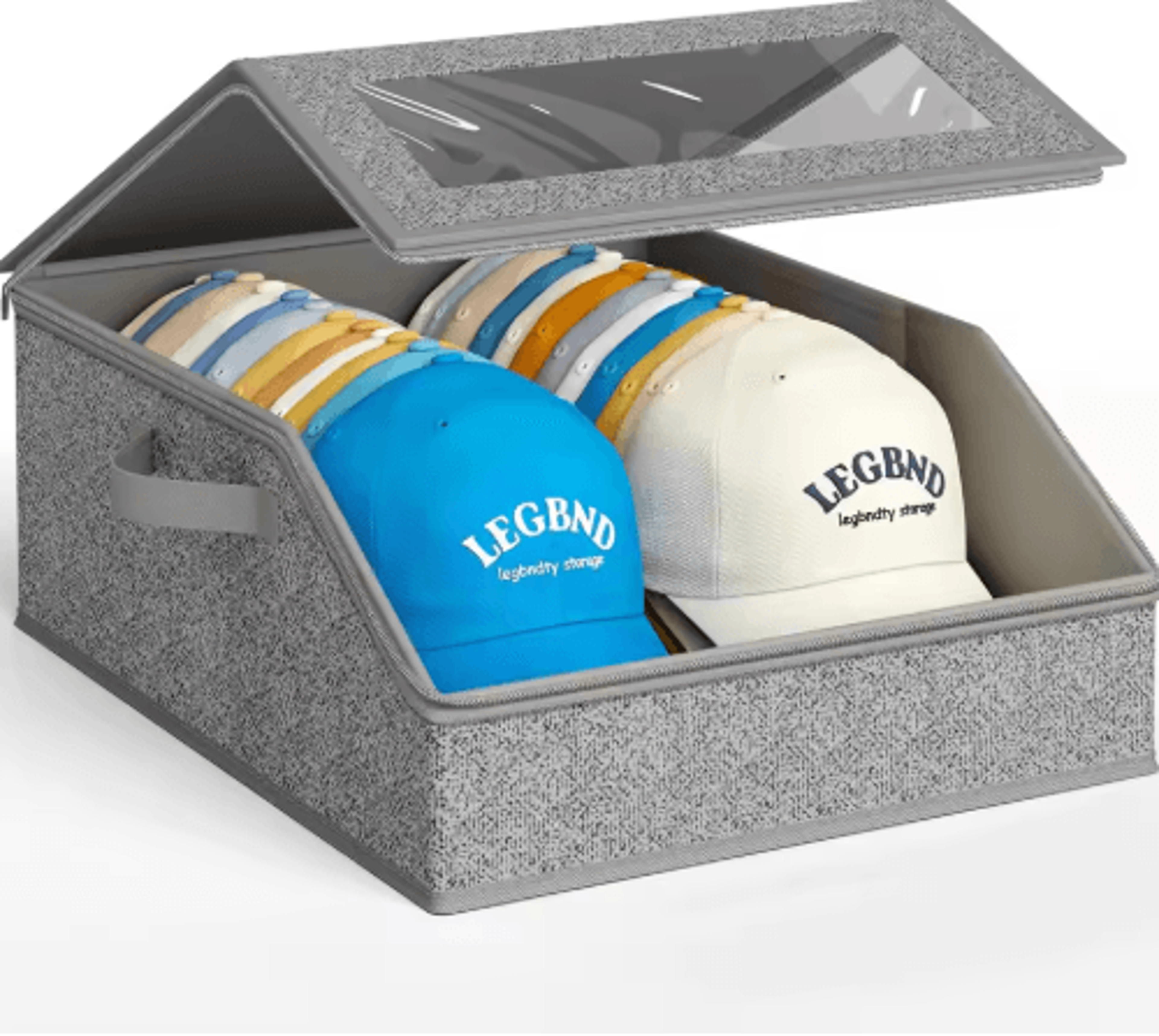 Foldable Baseball Cap Storage Box For 24 Hats With Zipper Closure 2