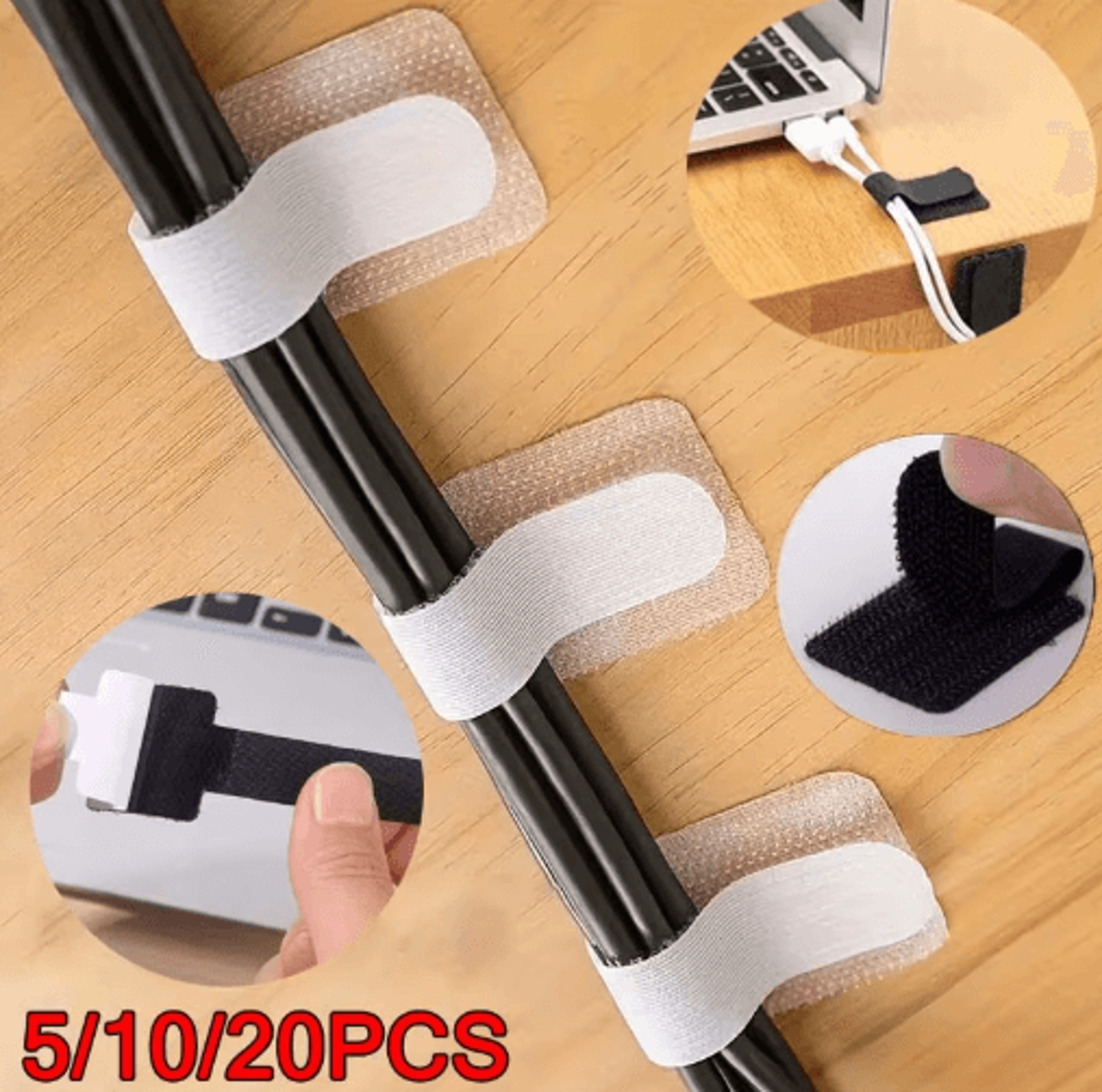 Reusable SelfAdhesive Cable Ties And Adjustable Cord Organizer Straps 0