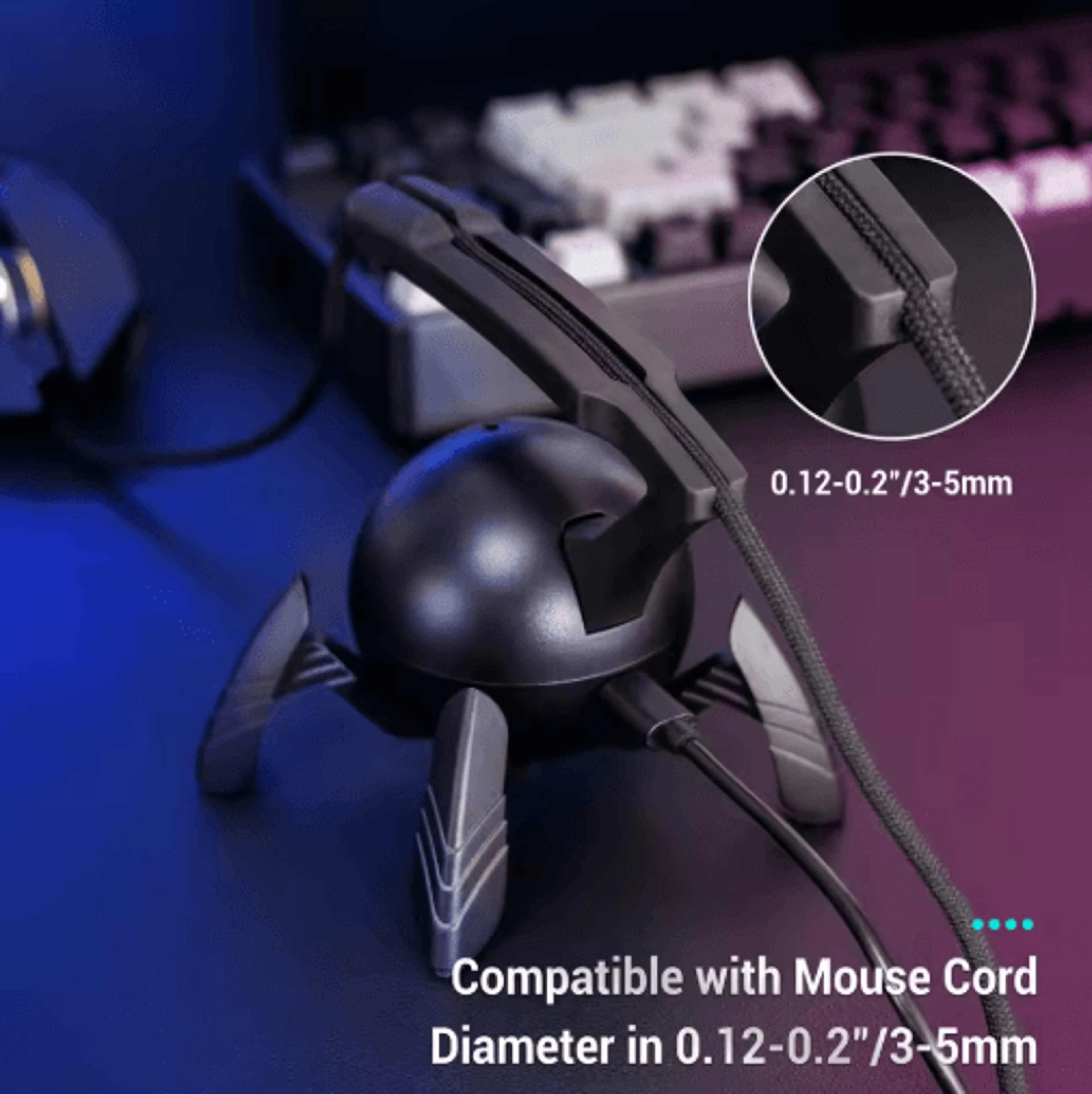 RGB Mouse Cord Holder With USB  TypeC Ports  AntiWinding Gaming Mouse Bungee 3