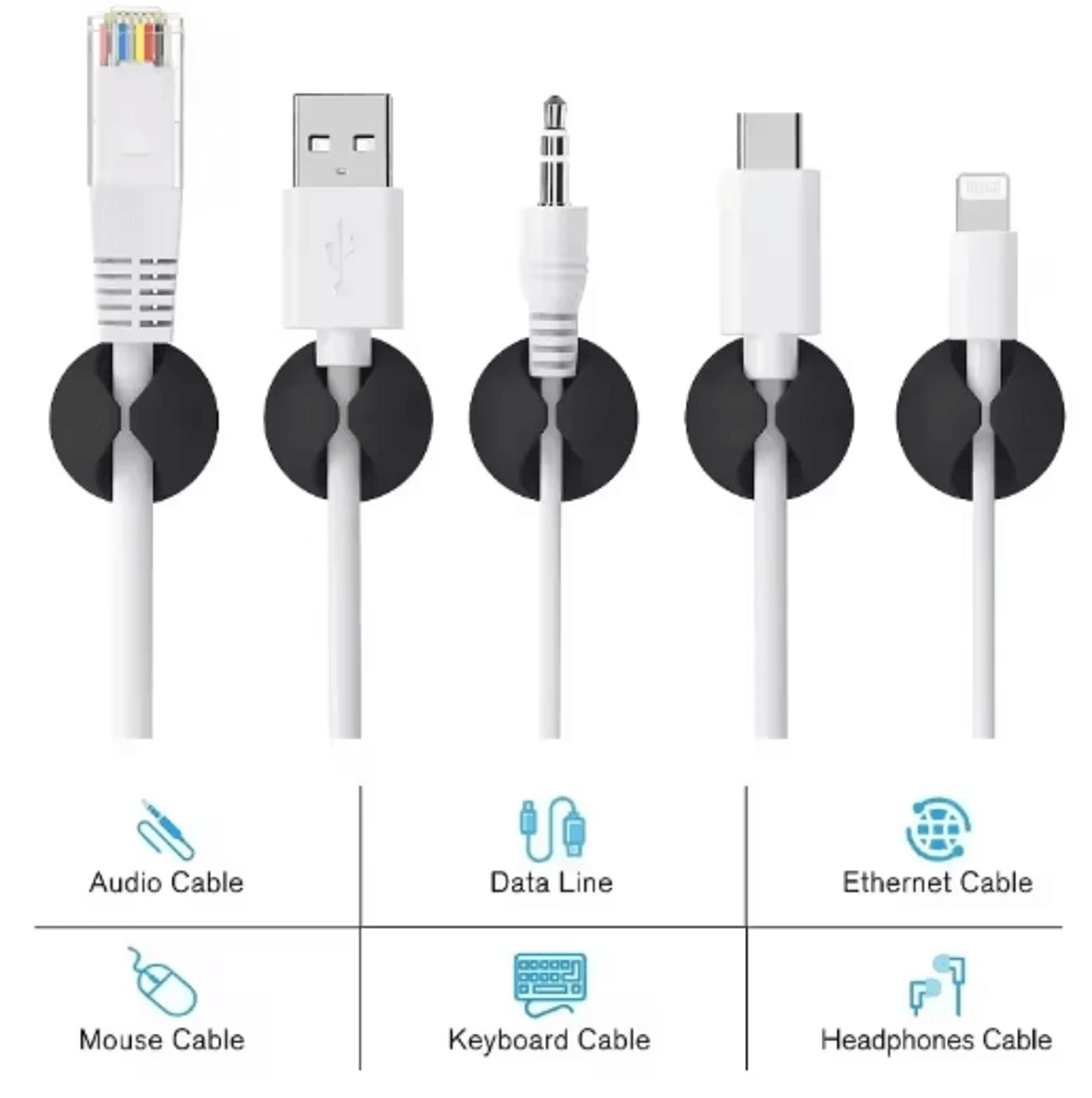 Silicone SelfAdhesive Cable Clips  Phone Cord Holder Organizer 18