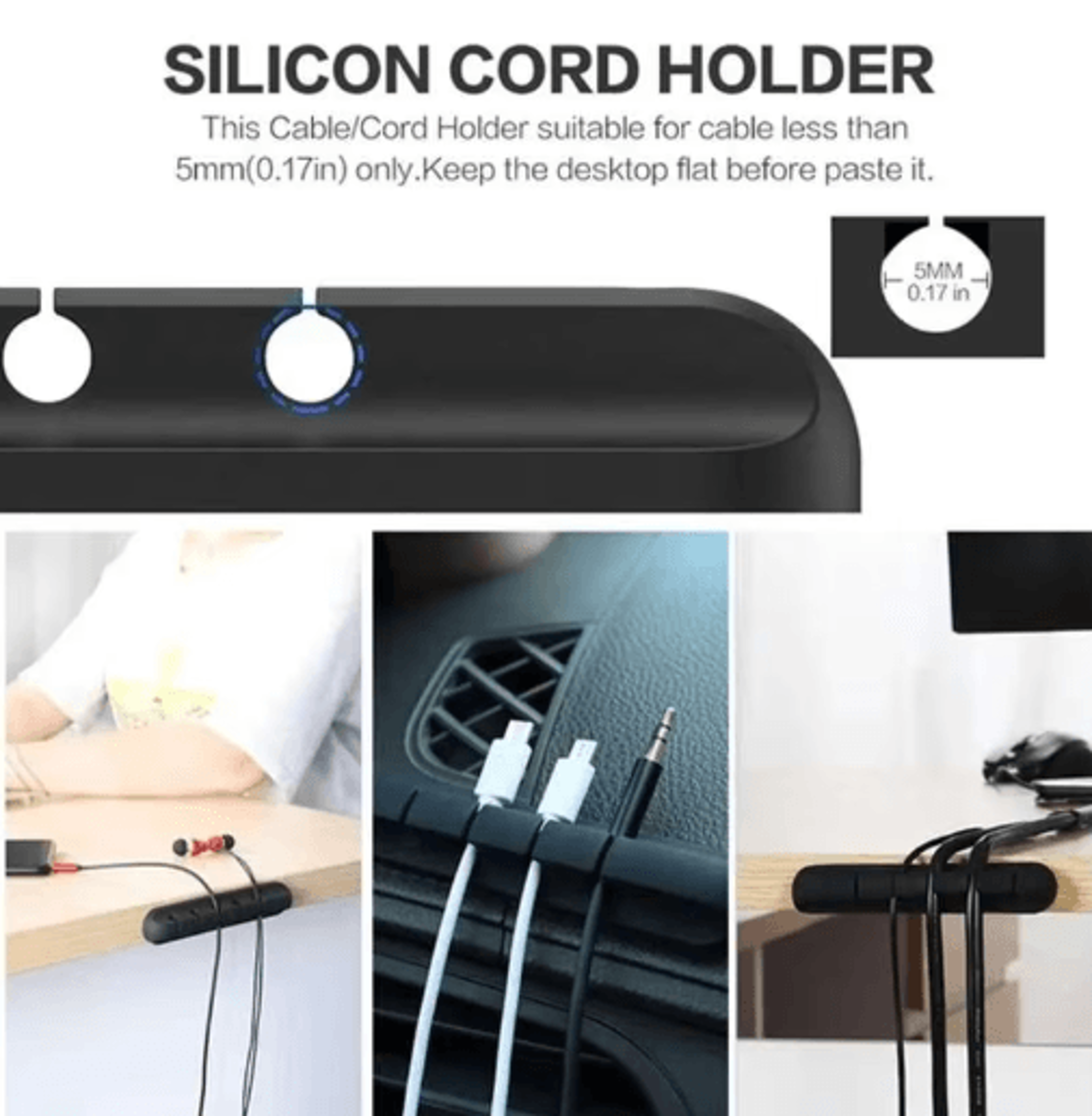 Silicone USB Cable Organizer And Desktop Cable Winder Clips 5
