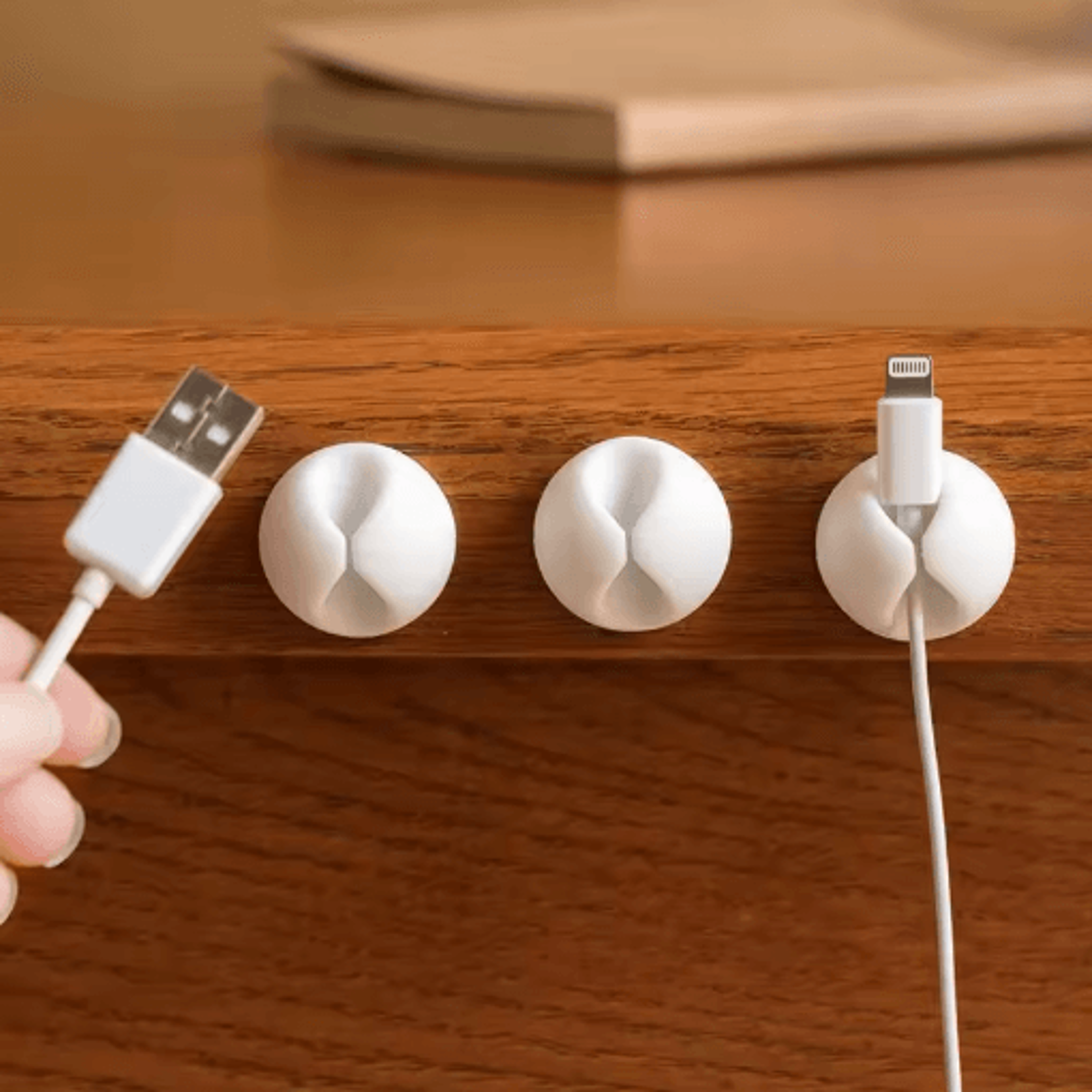 6Piece Desk Cable Organizer Set With Fixed Clasp Clips  Cable Winders 0