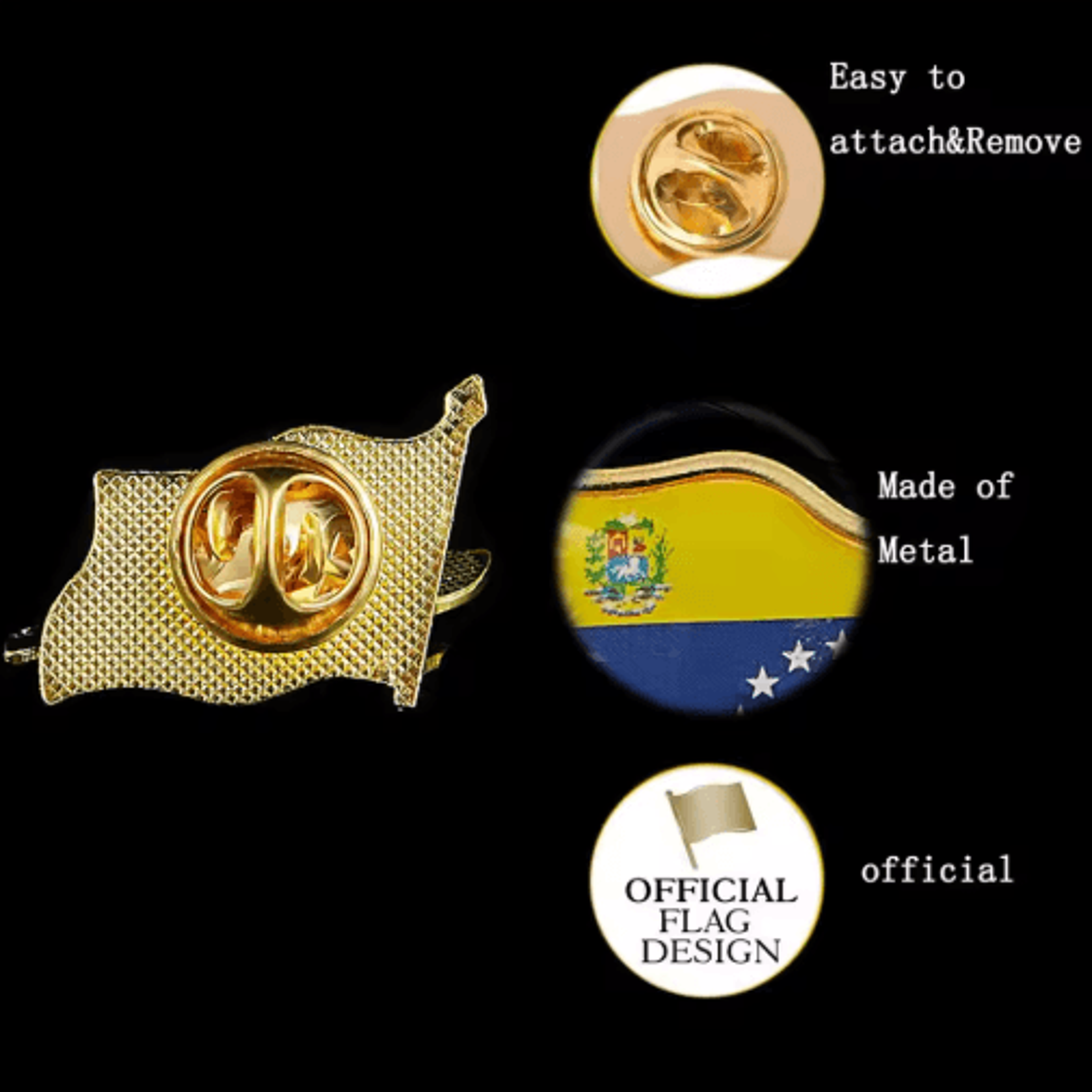 Venezuela Waving Flag Pin Brooch With Butterfly Clasp 3