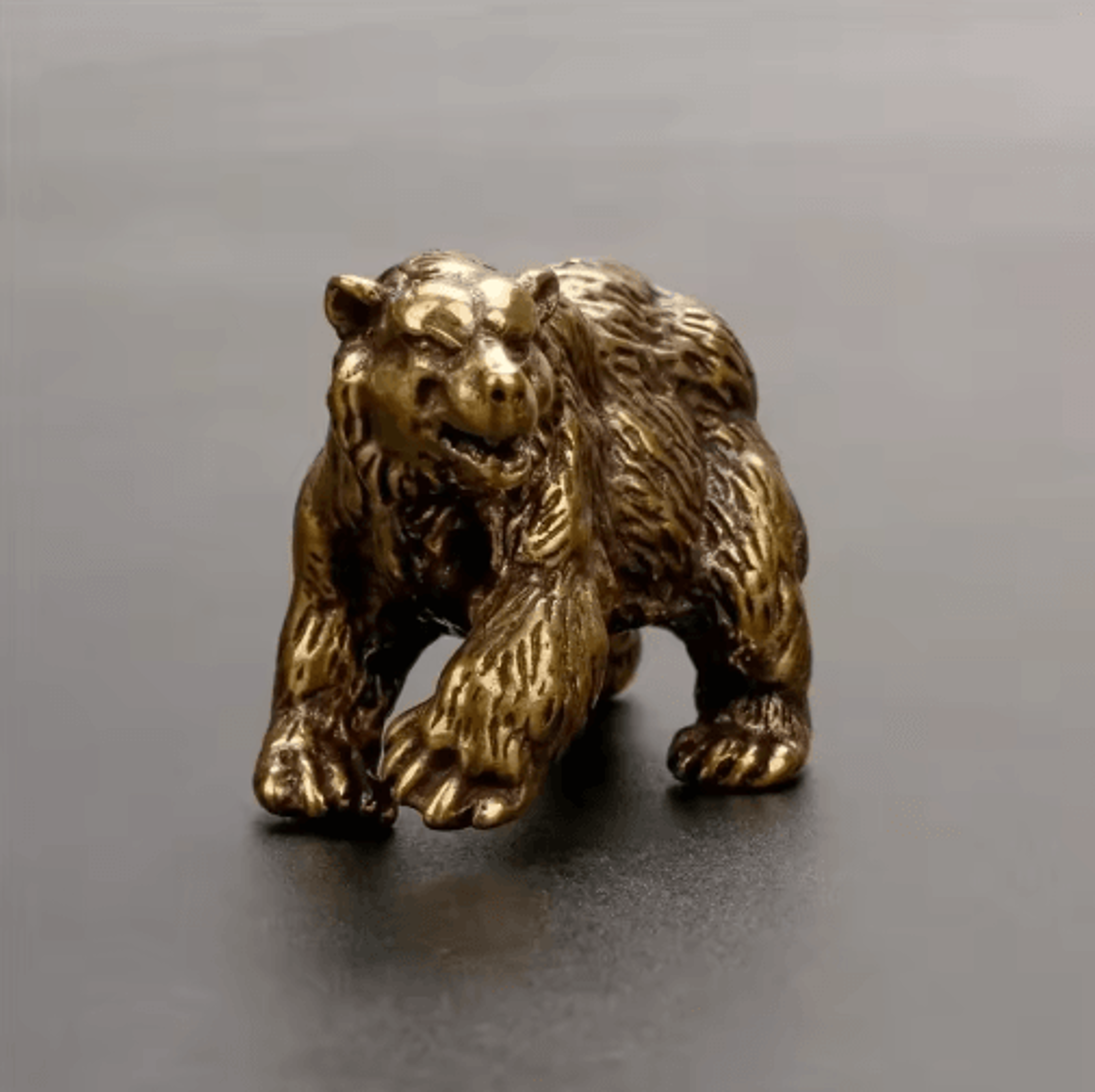 Vintage Copper Brown Bear Solid Brass Desk Statue 3