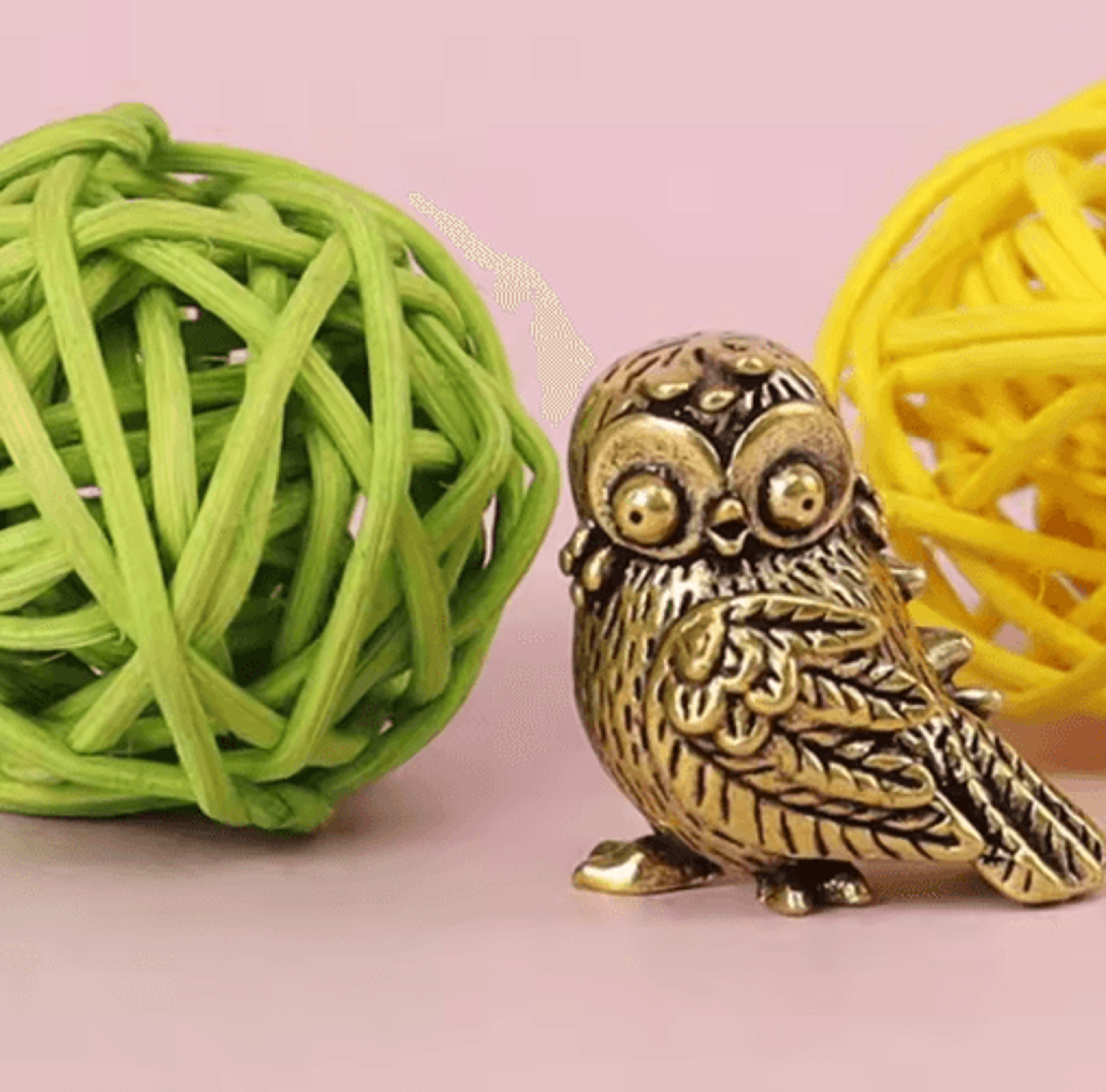 Retro Brass Owl Mini Figurine Desk Ornament 1