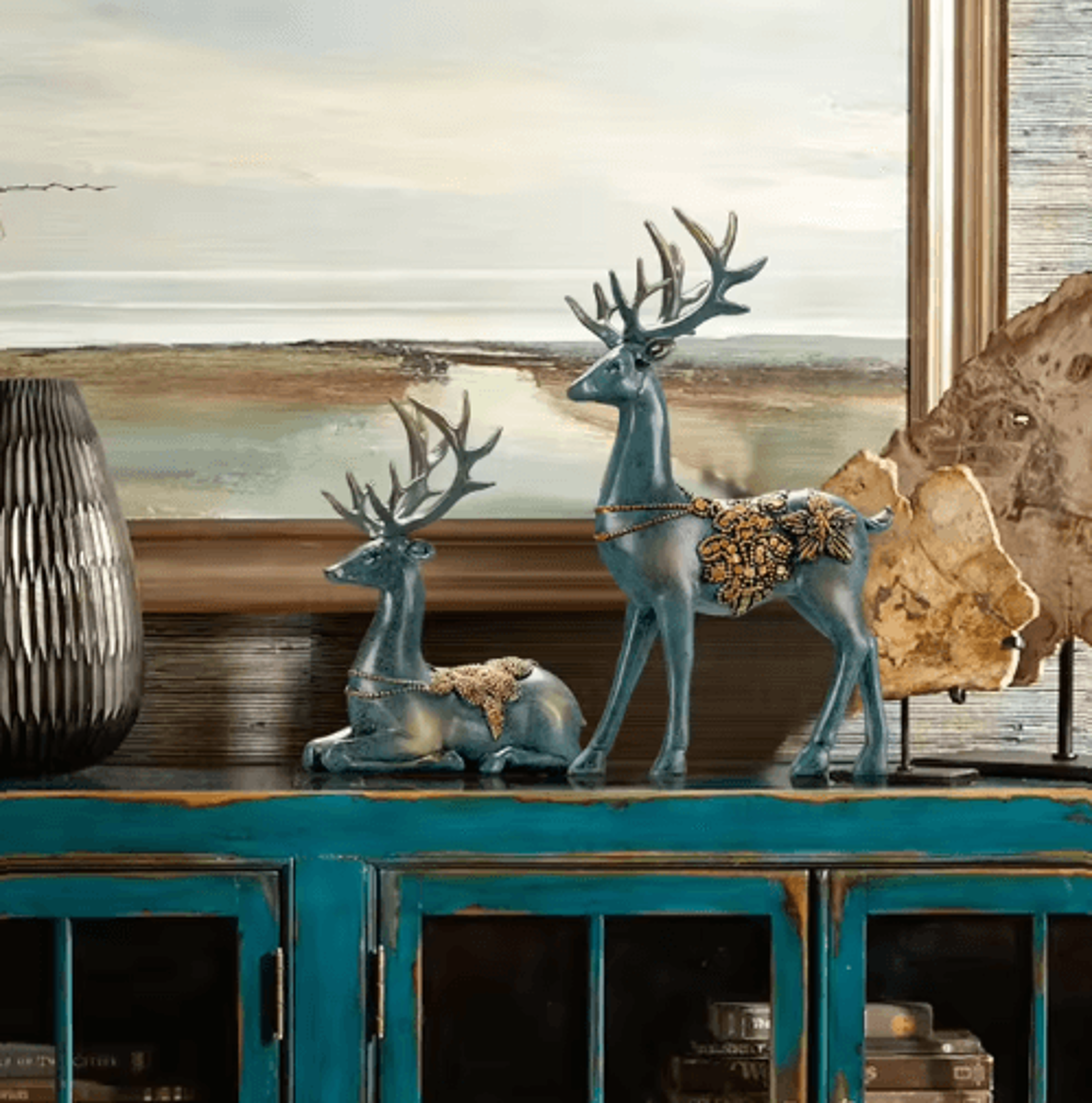 Nordic Deer Head Resin Sculpture Modern Home Decor 3
