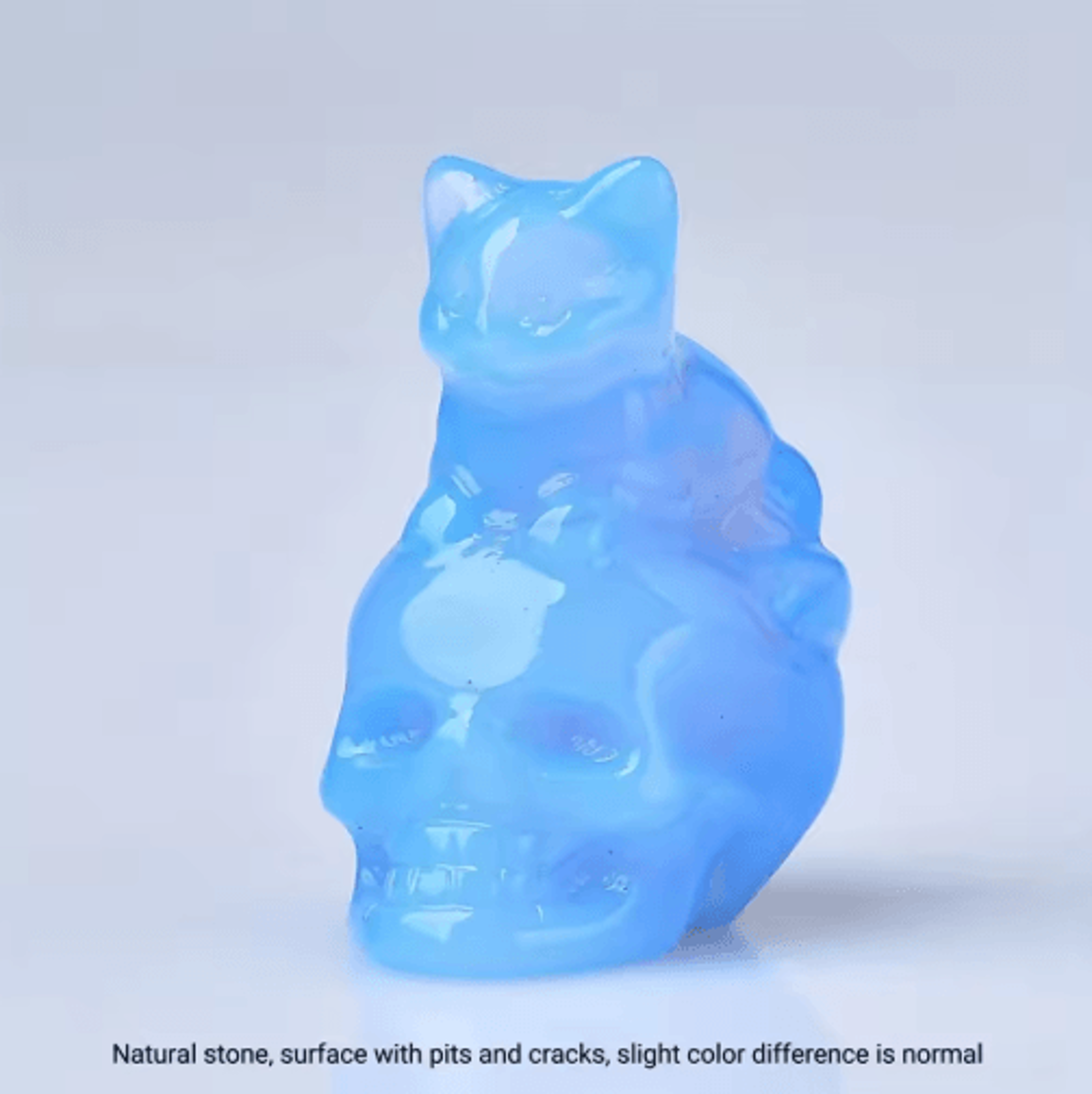 CUPIDCRYSTAL HandCarved Crystal Skull Cat Figurine 3