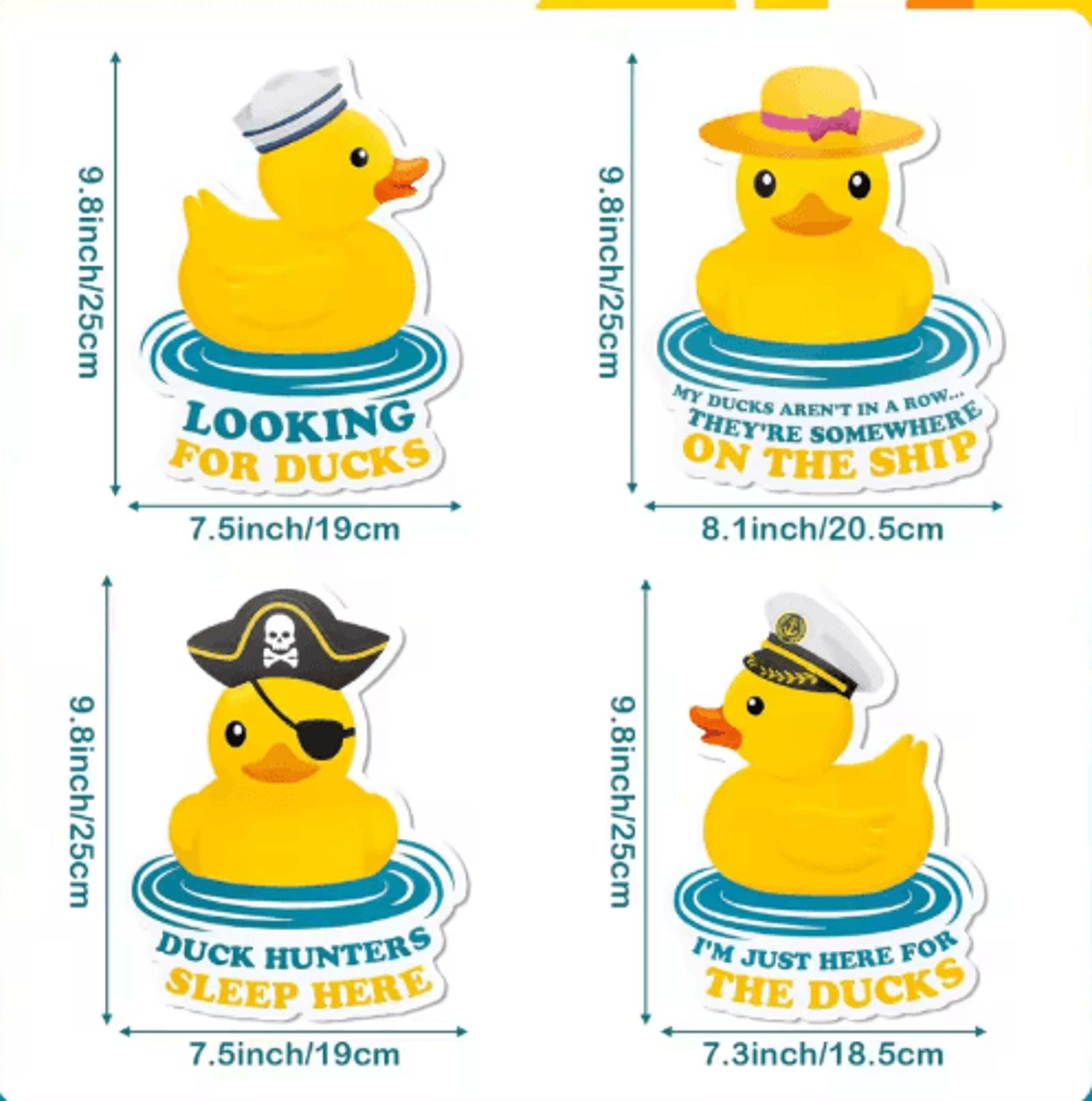 Funny Duck Magnetic Cruise Door Decorations  4PCS Set 4