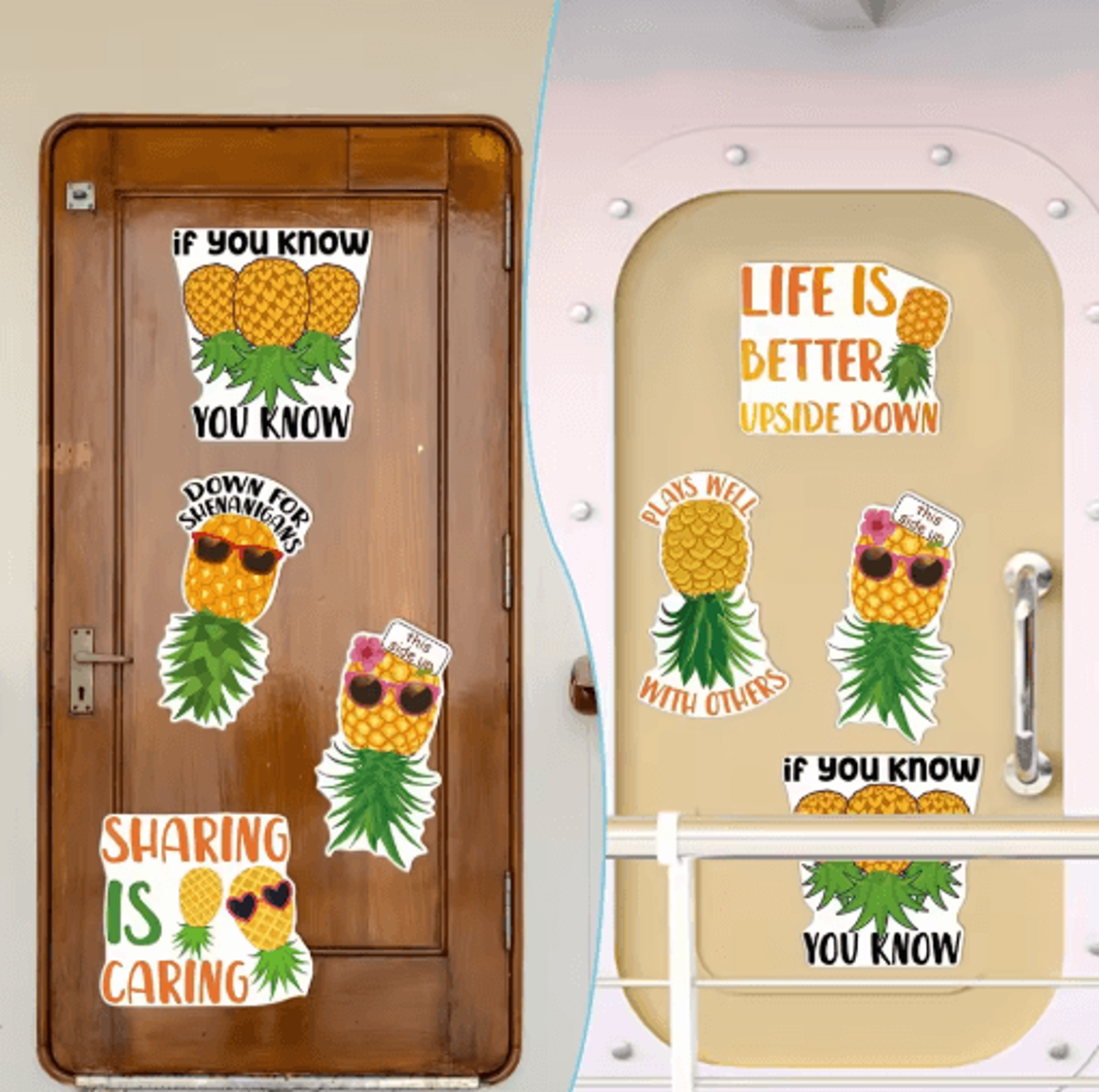 Upside Down Pineapple Magnetic Cruise Door Decorations  6Piece Set 5