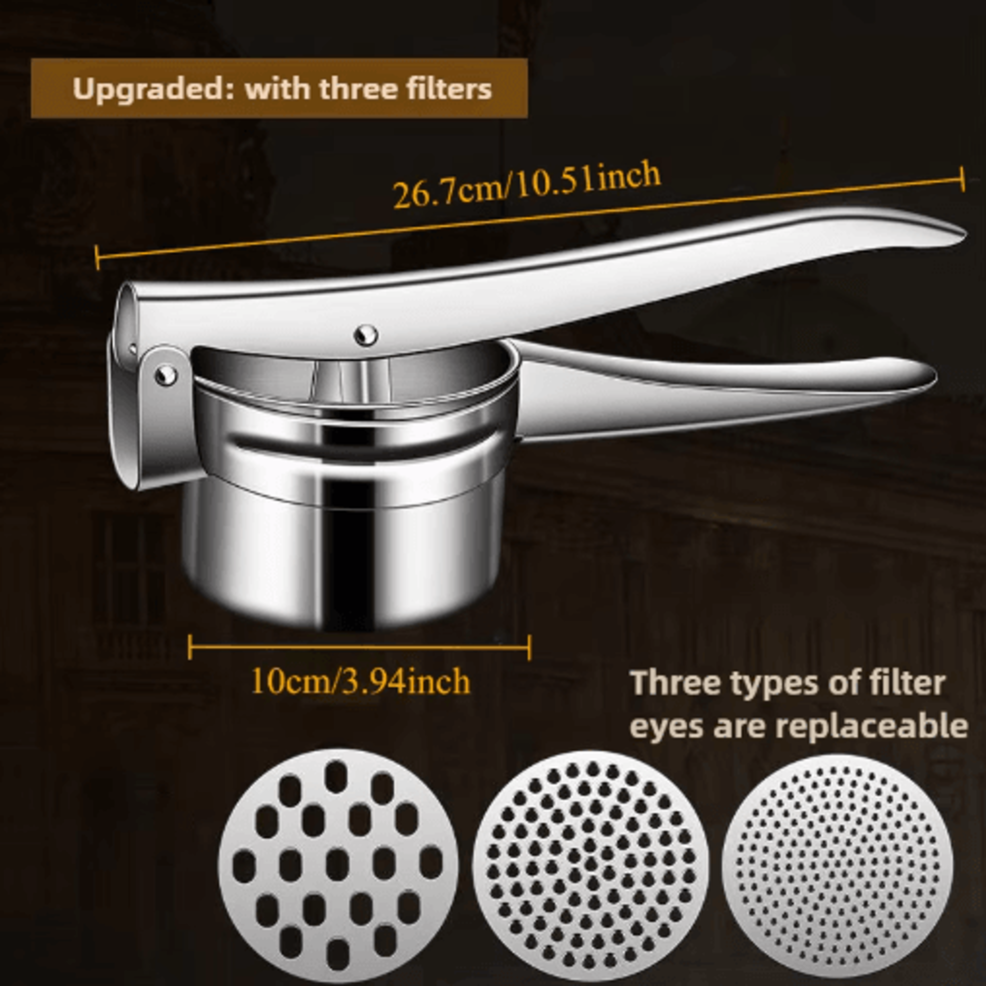 Stainless Steel Potato Masher  Ricer Press For Smooth Purees 2