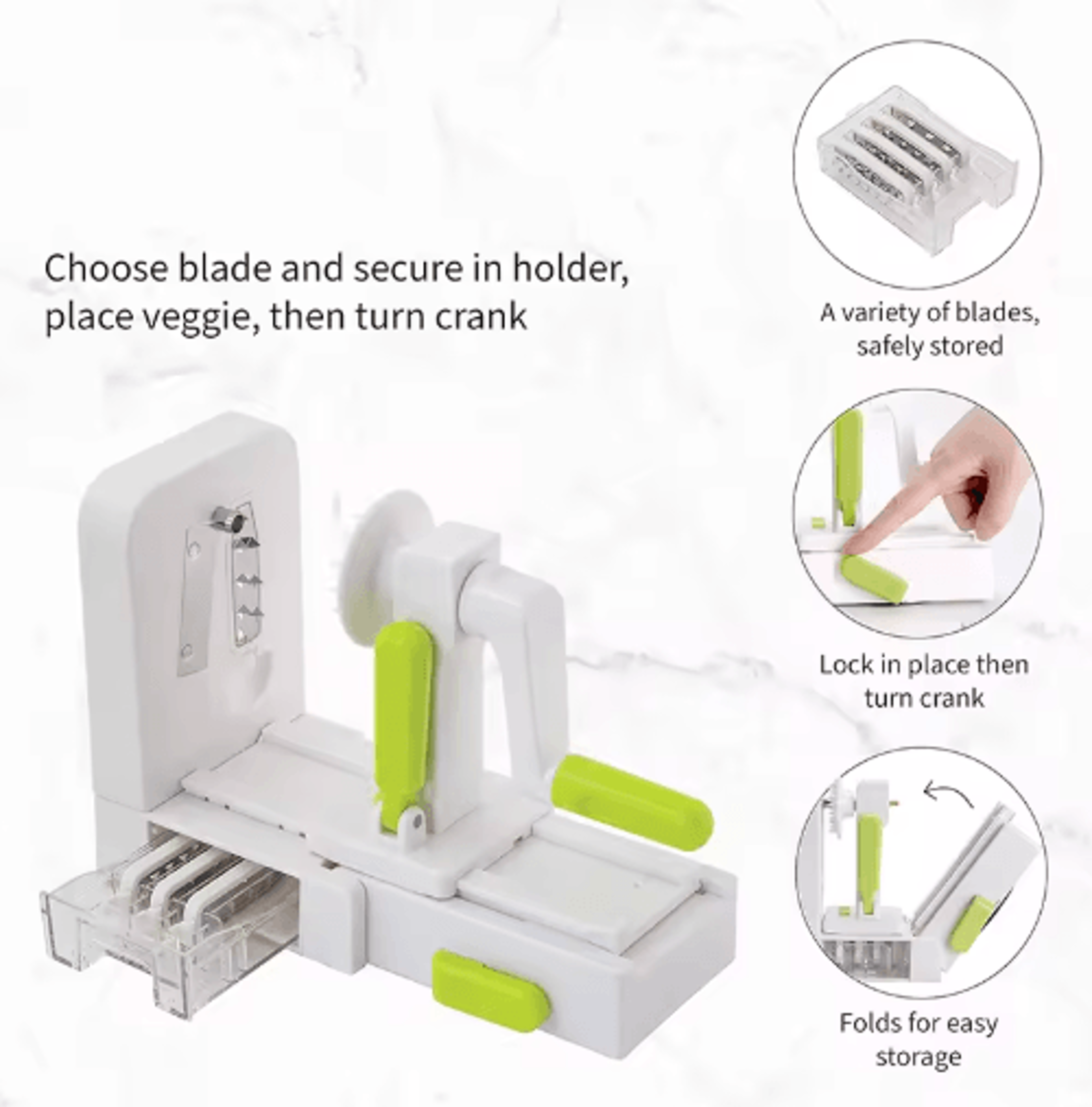 LMETJMA 5in1 Rotary Vegetable Spiralizer  Cheese Grater JT319 4
