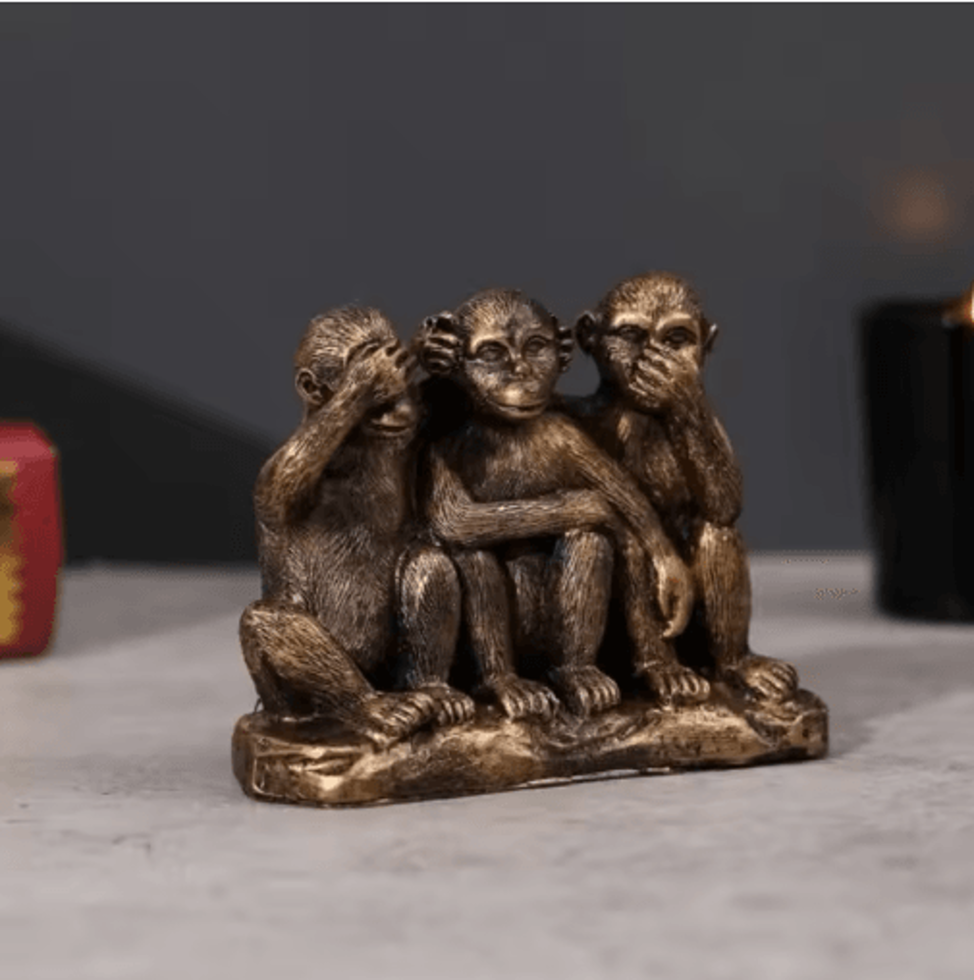Creative Three Wise Monkeys Resin Figurine For Home Decor  Gifting 6
