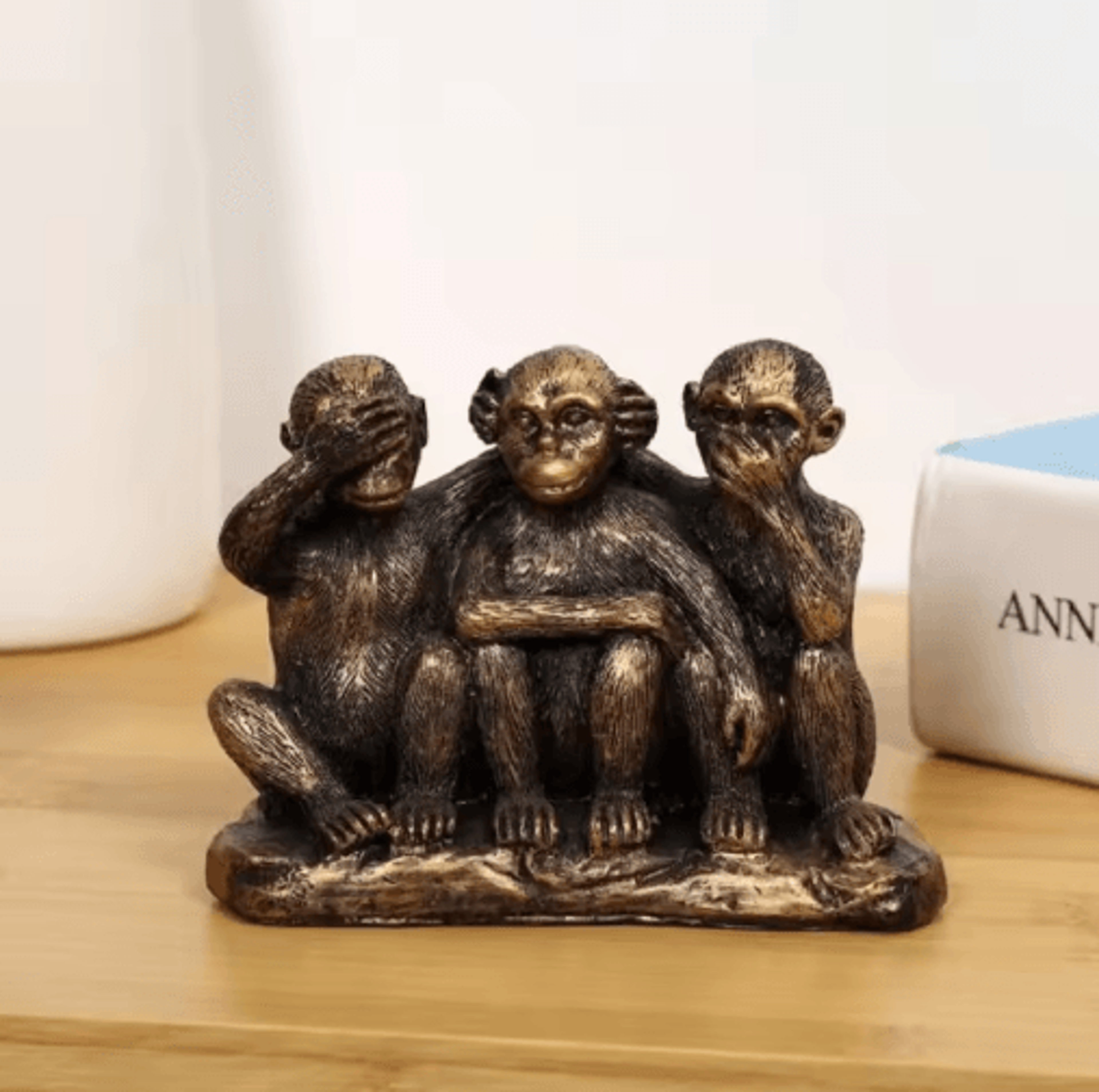 Creative Three Wise Monkeys Resin Figurine For Home Decor  Gifting 0