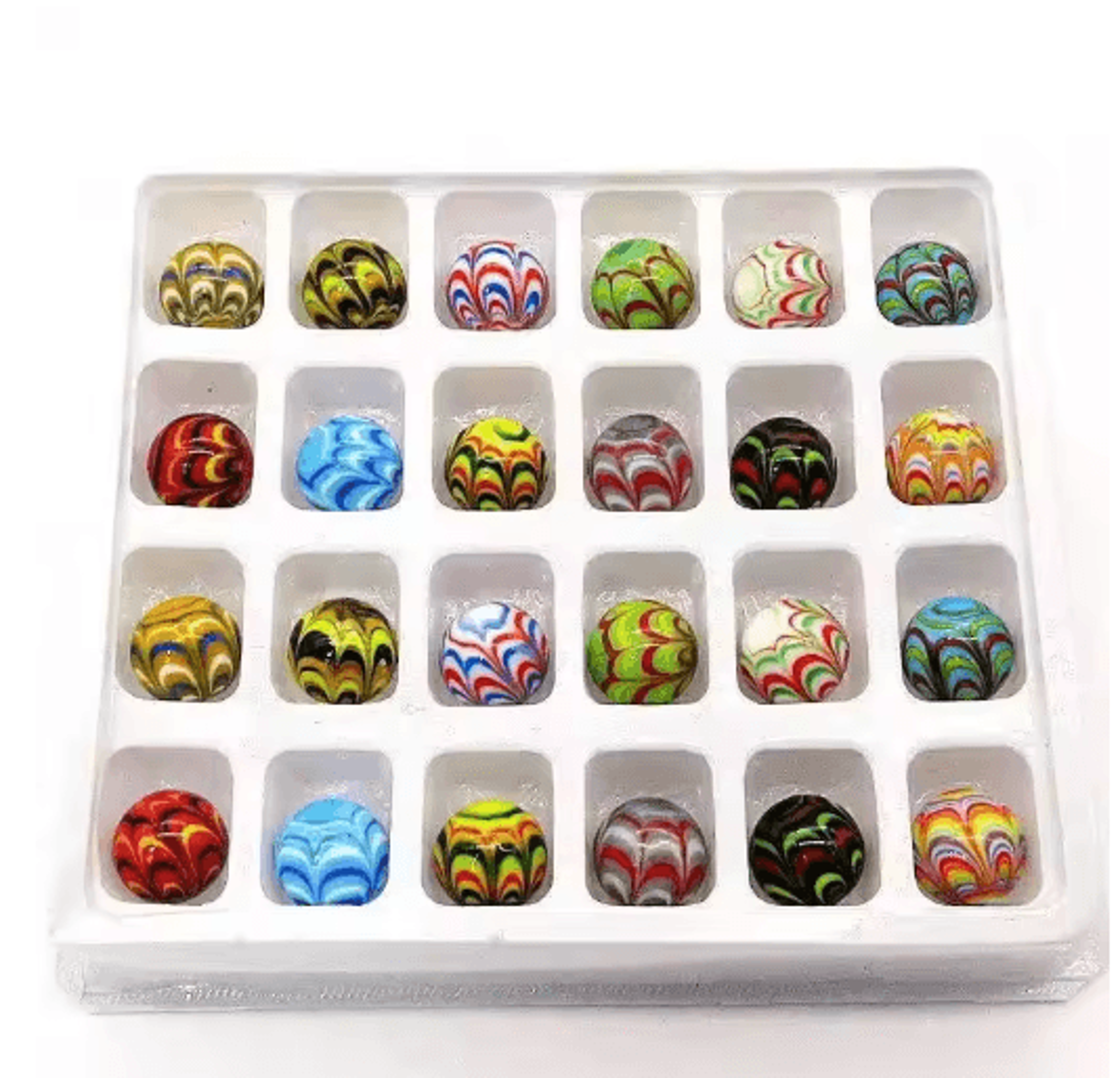 Feather Design 16 Mm Handmade Glass Marbles Decorative Game  Home Accent Balls 1