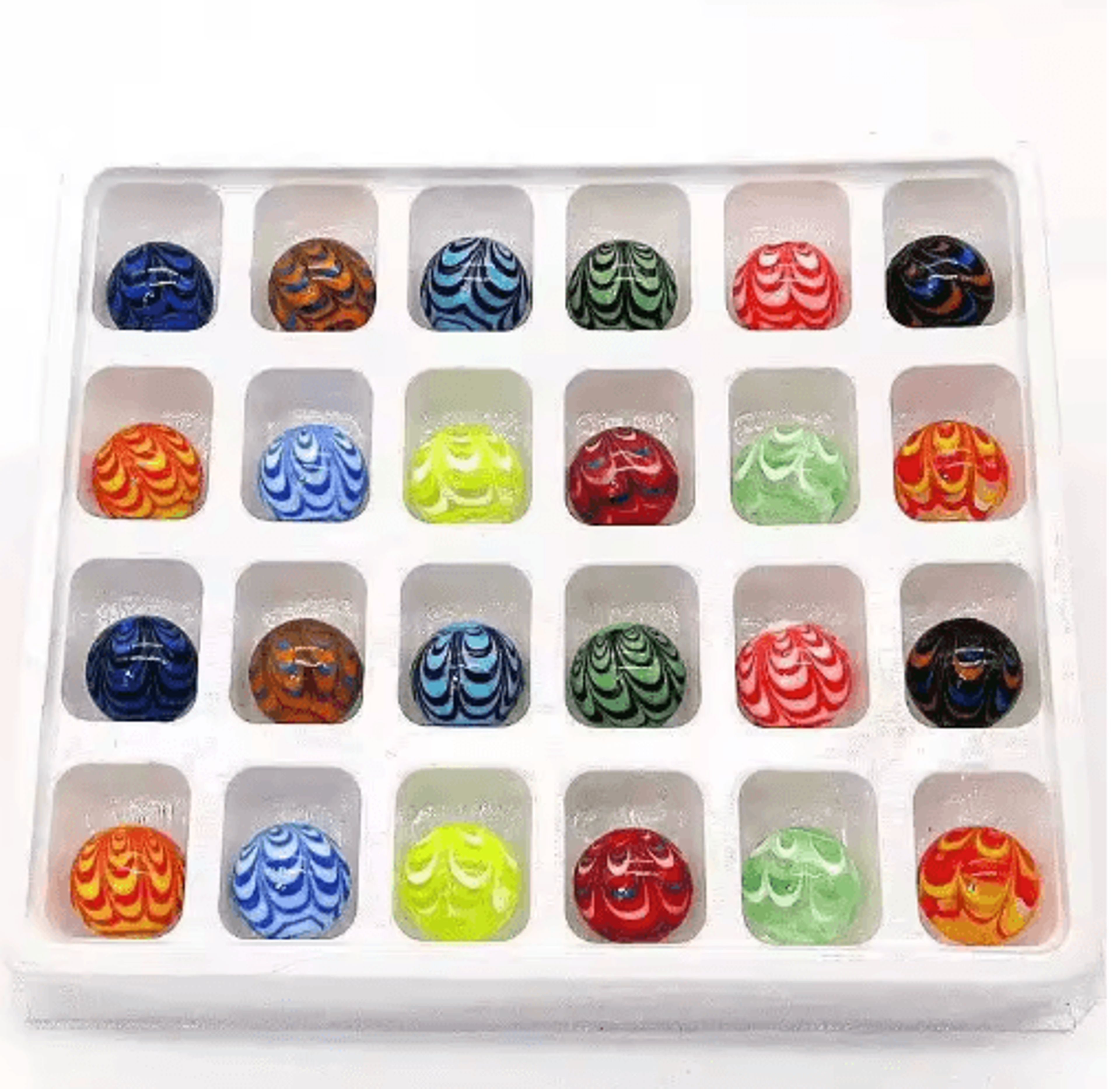 Feather Design 16 Mm Handmade Glass Marbles Decorative Game  Home Accent Balls 3