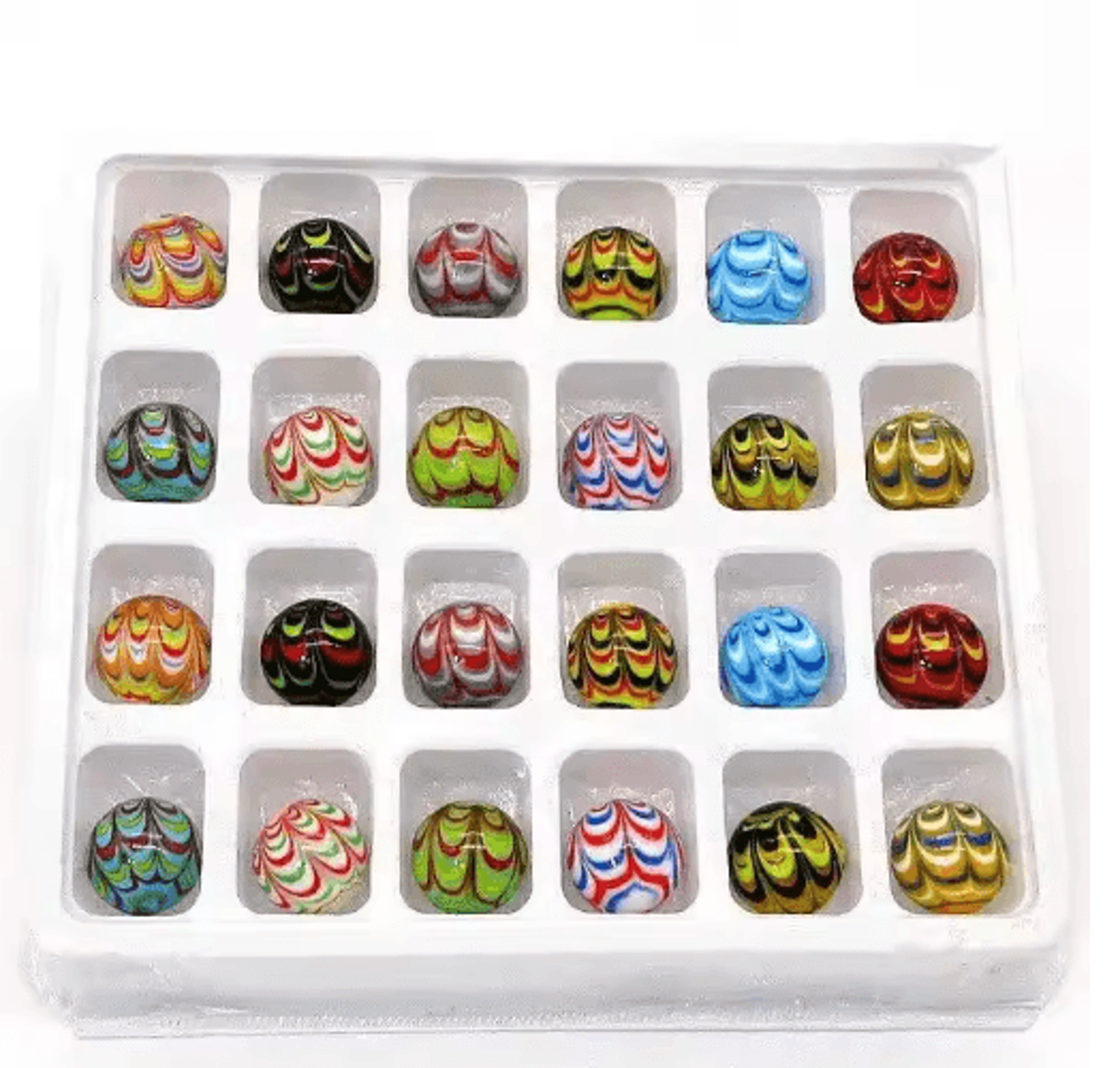 Feather Design 16 Mm Handmade Glass Marbles Decorative Game  Home Accent Balls 4
