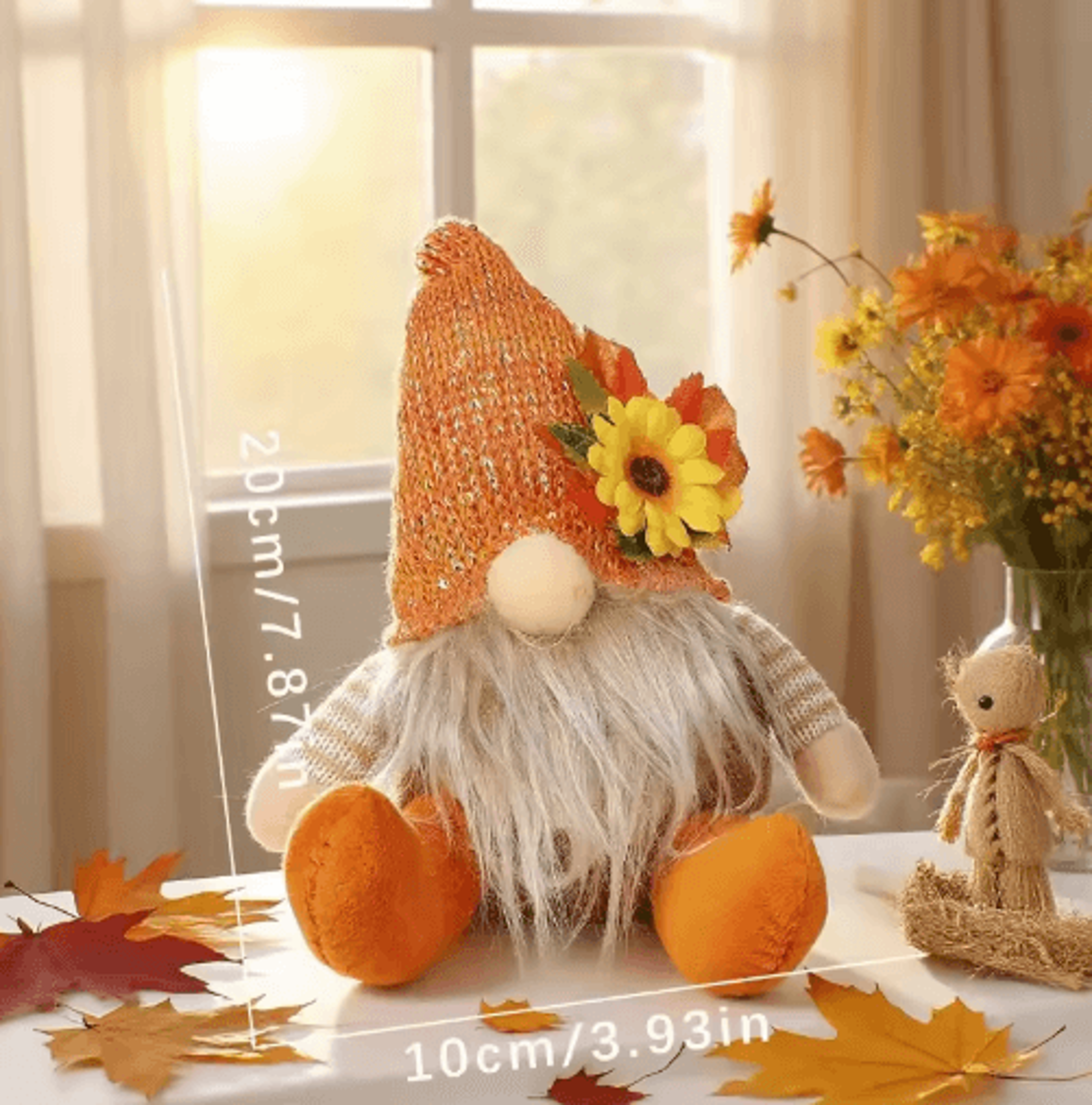 Sunflower Dwarf Faceless Collectible Doll Mini Desk  Home Accent Figurine 7