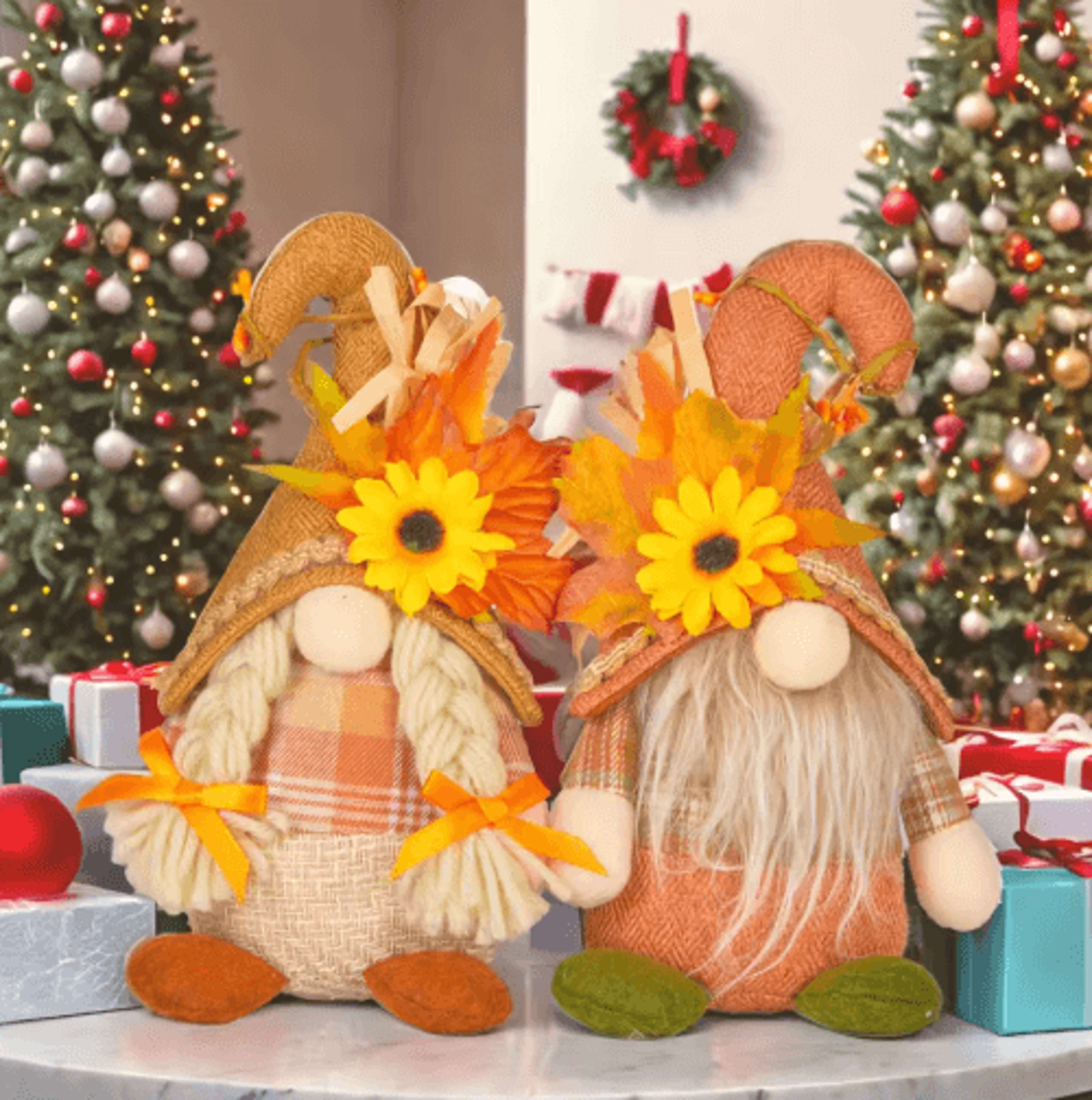Sunflower Dwarf Faceless Collectible Doll Mini Desk  Home Accent Figurine 0