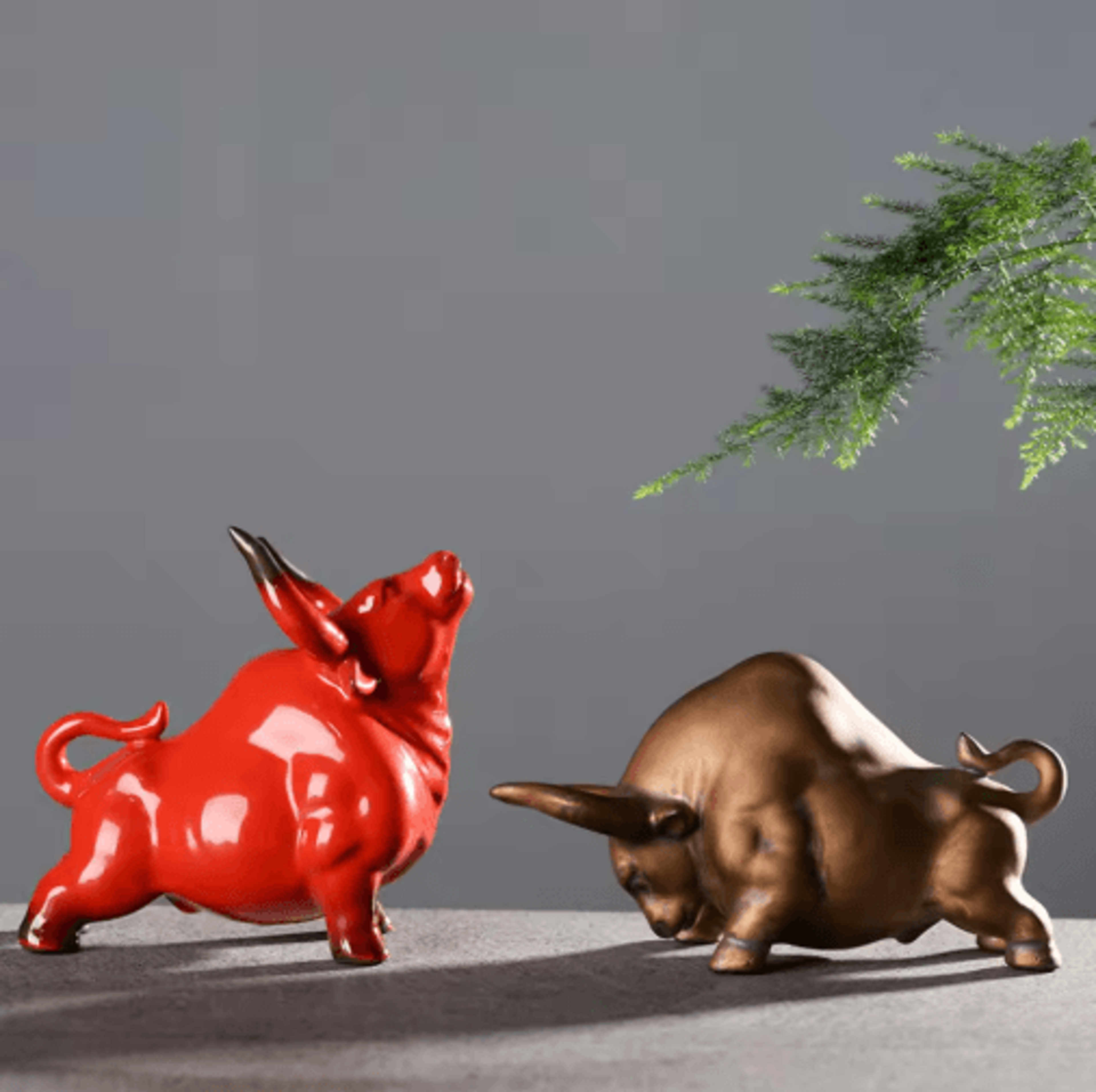 Luxury Ceramic Lucky Bull Statue Nordic Retro Desk  Home Decor Sculpture 0