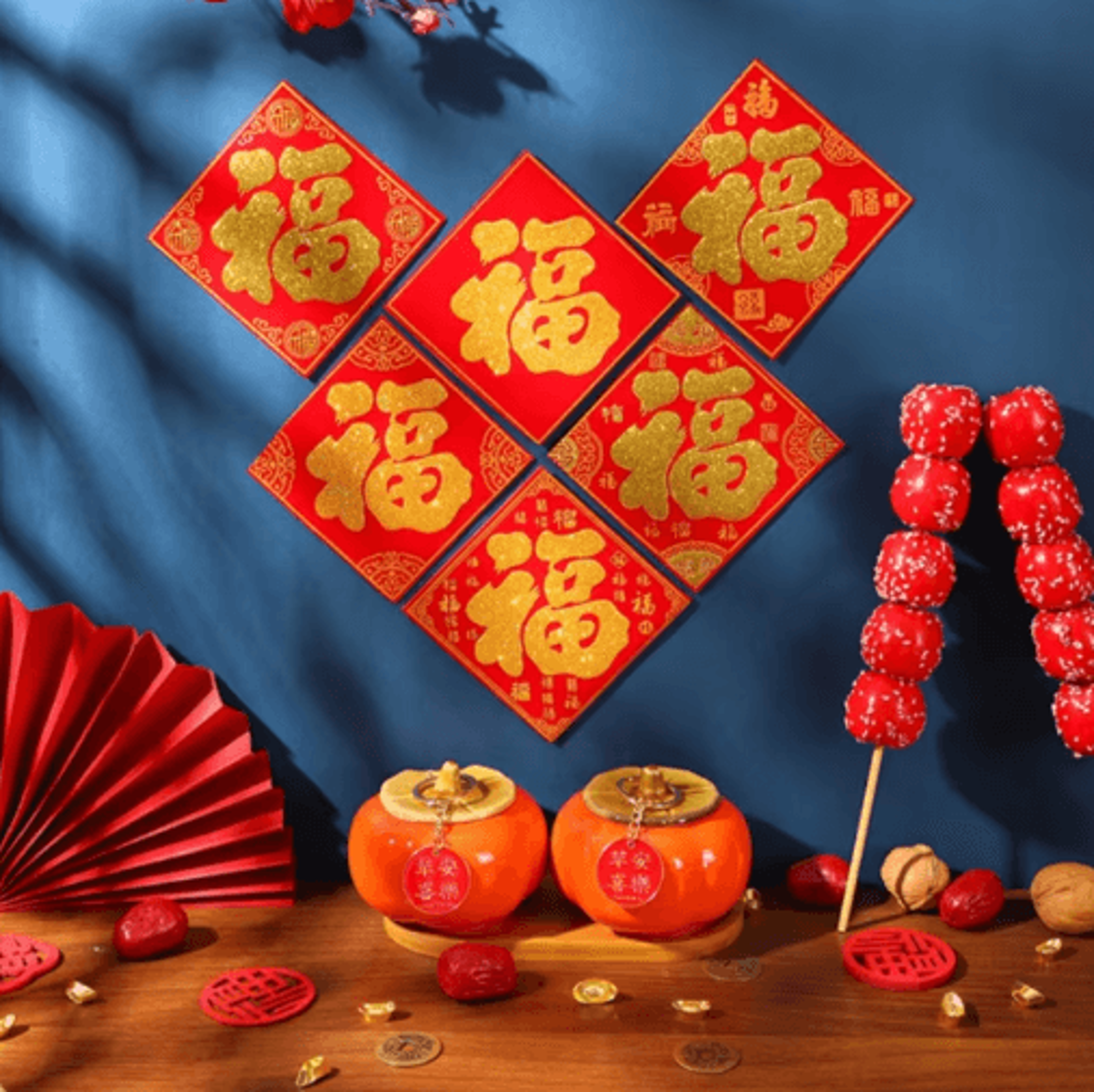 2026 Year Of The Horse Mini Fu Character Stickers Lunar New Year Door  Window Decor 5pcs 4
