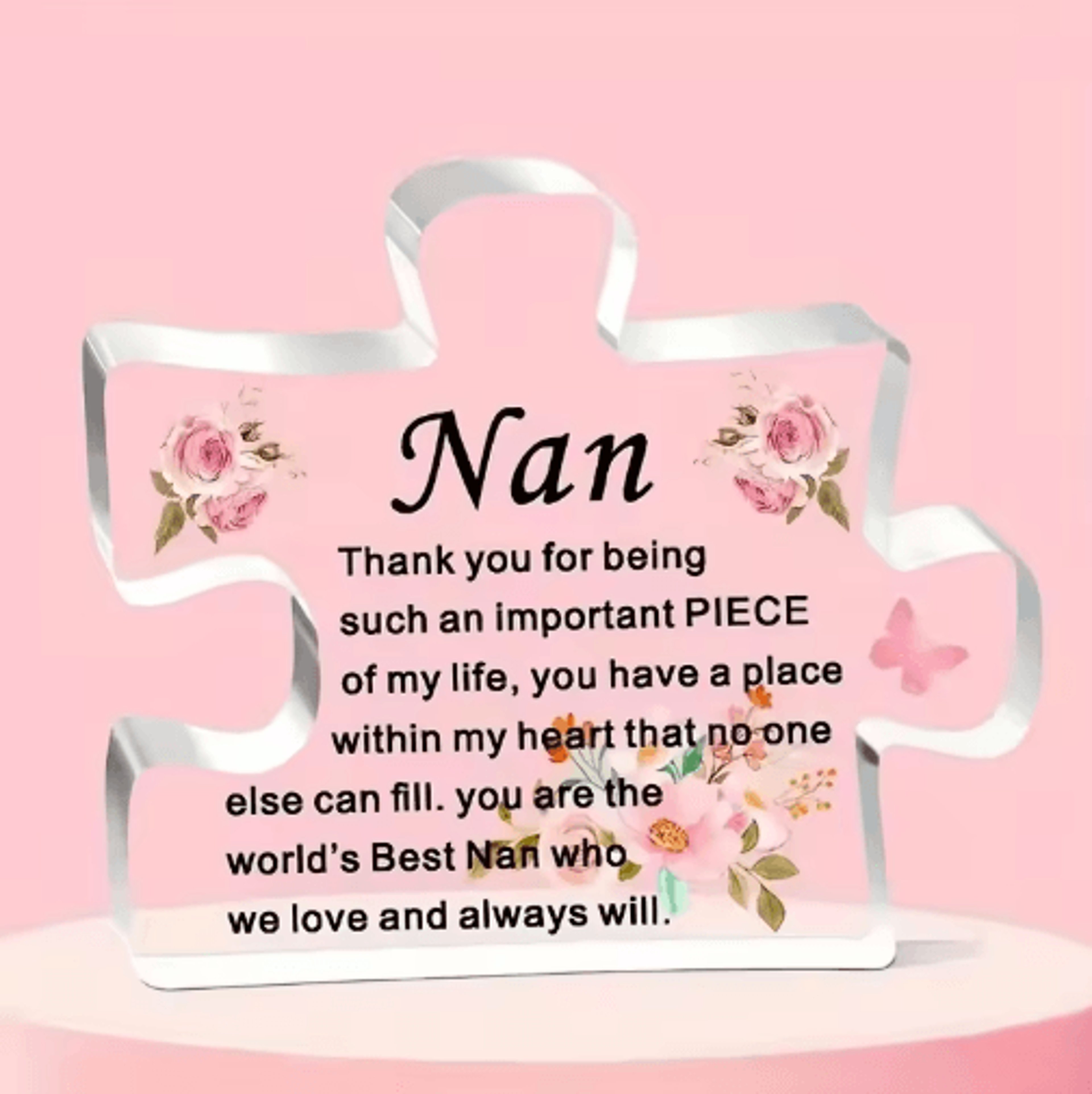 Heartfelt Nan Acrylic Puzzle Keepsake Floral Gift From Grandchildren 5