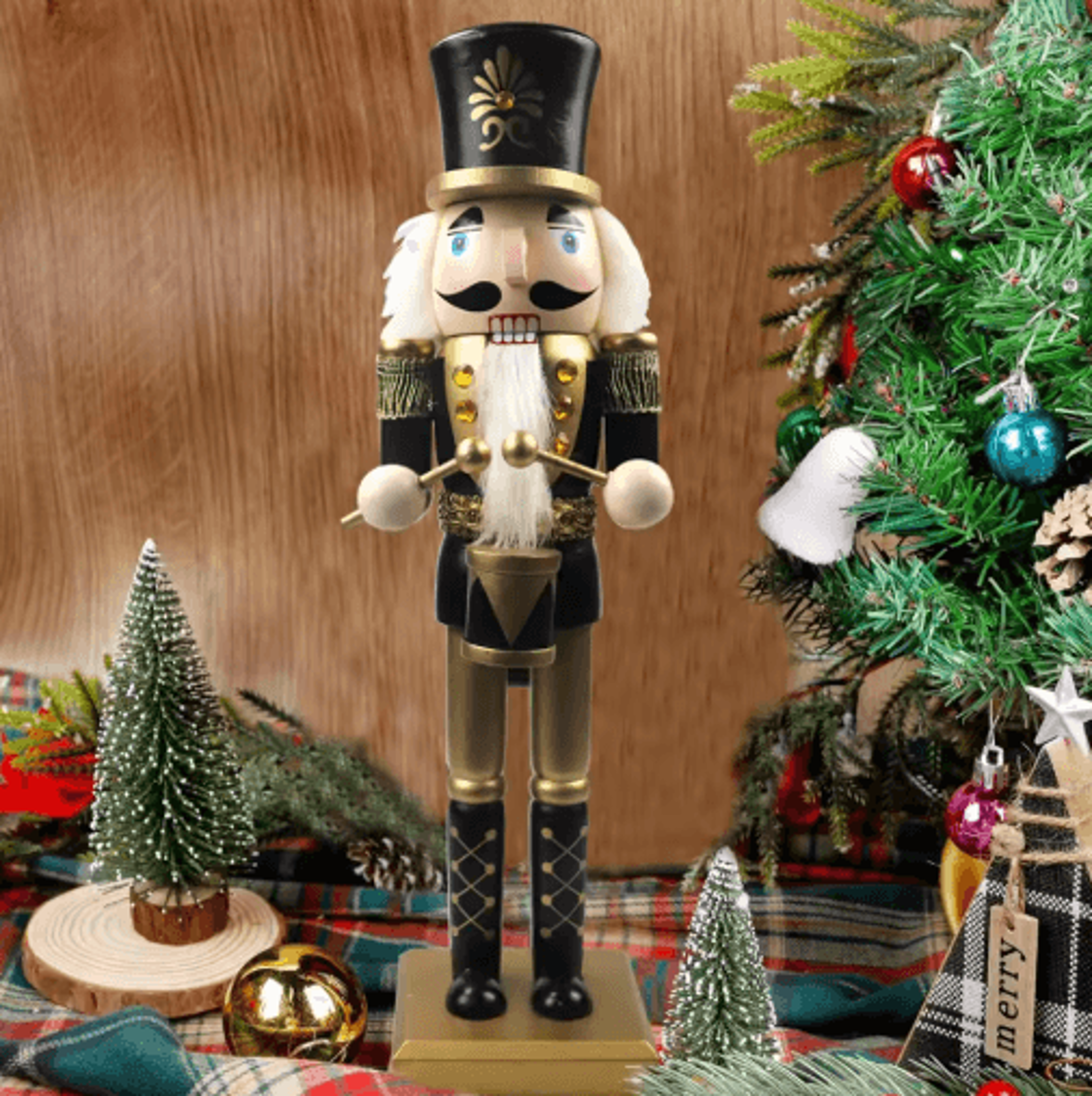 Classic Tabletop Nutcracker Ornament  Festive Holiday Figurine For Home And Garden Decor 0