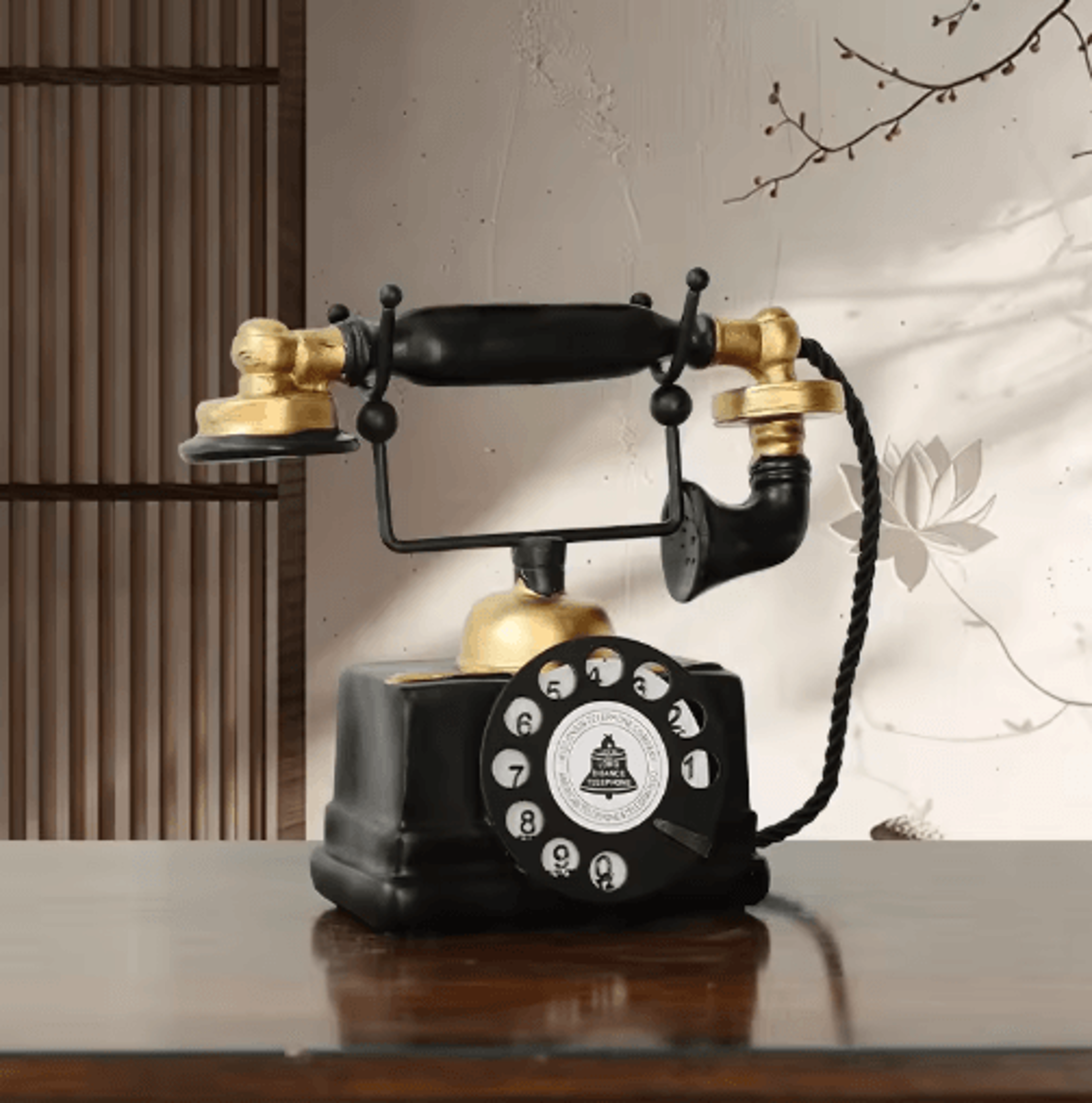 Retro Vintage Telephone Ornament  Aged Decorative Craft Accent For Living Room Decor 5