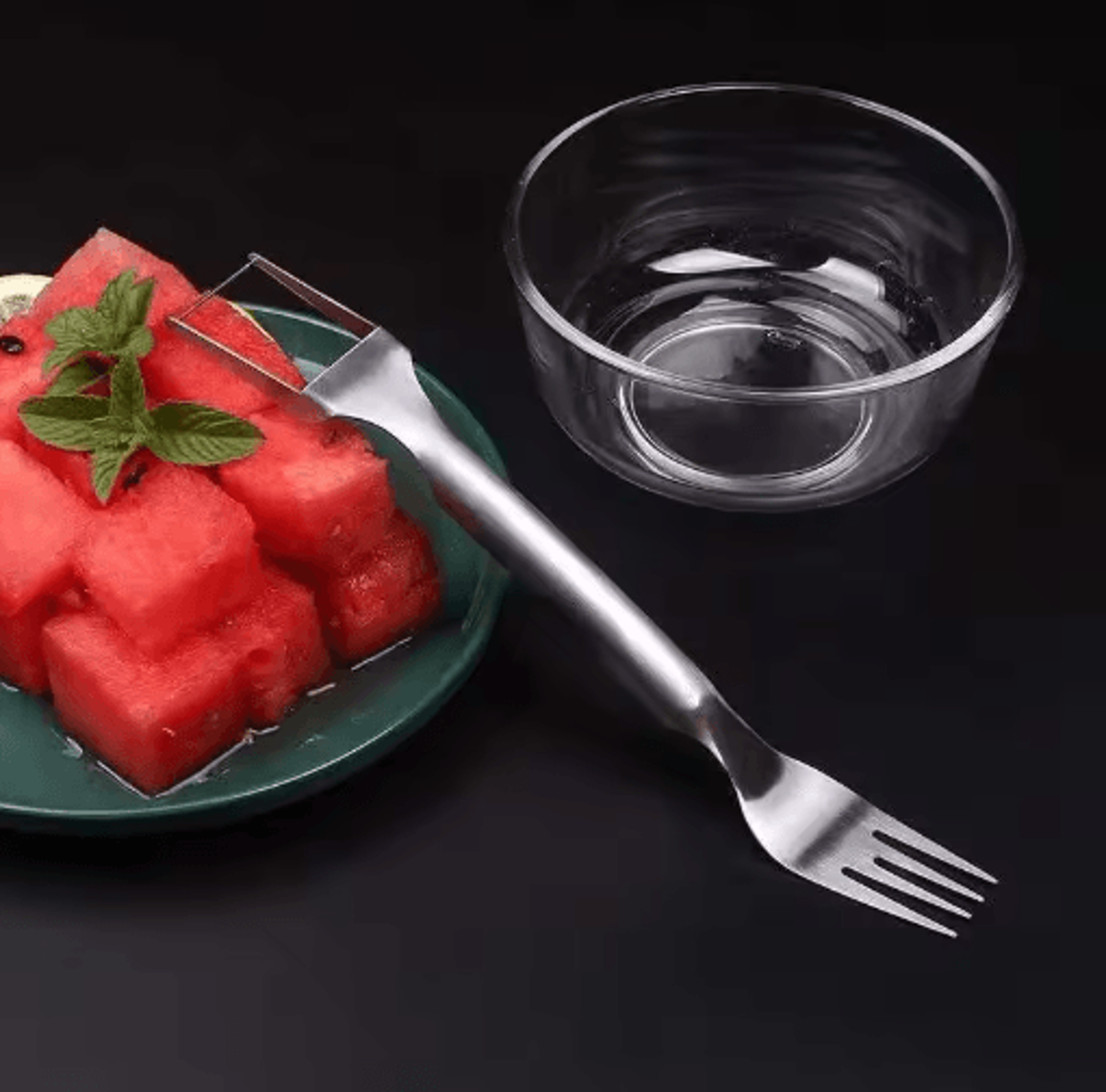 2in1 Stainless Steel Watermelon Slicer Fork  Portable Fruit Cutter  Serving Tool 5