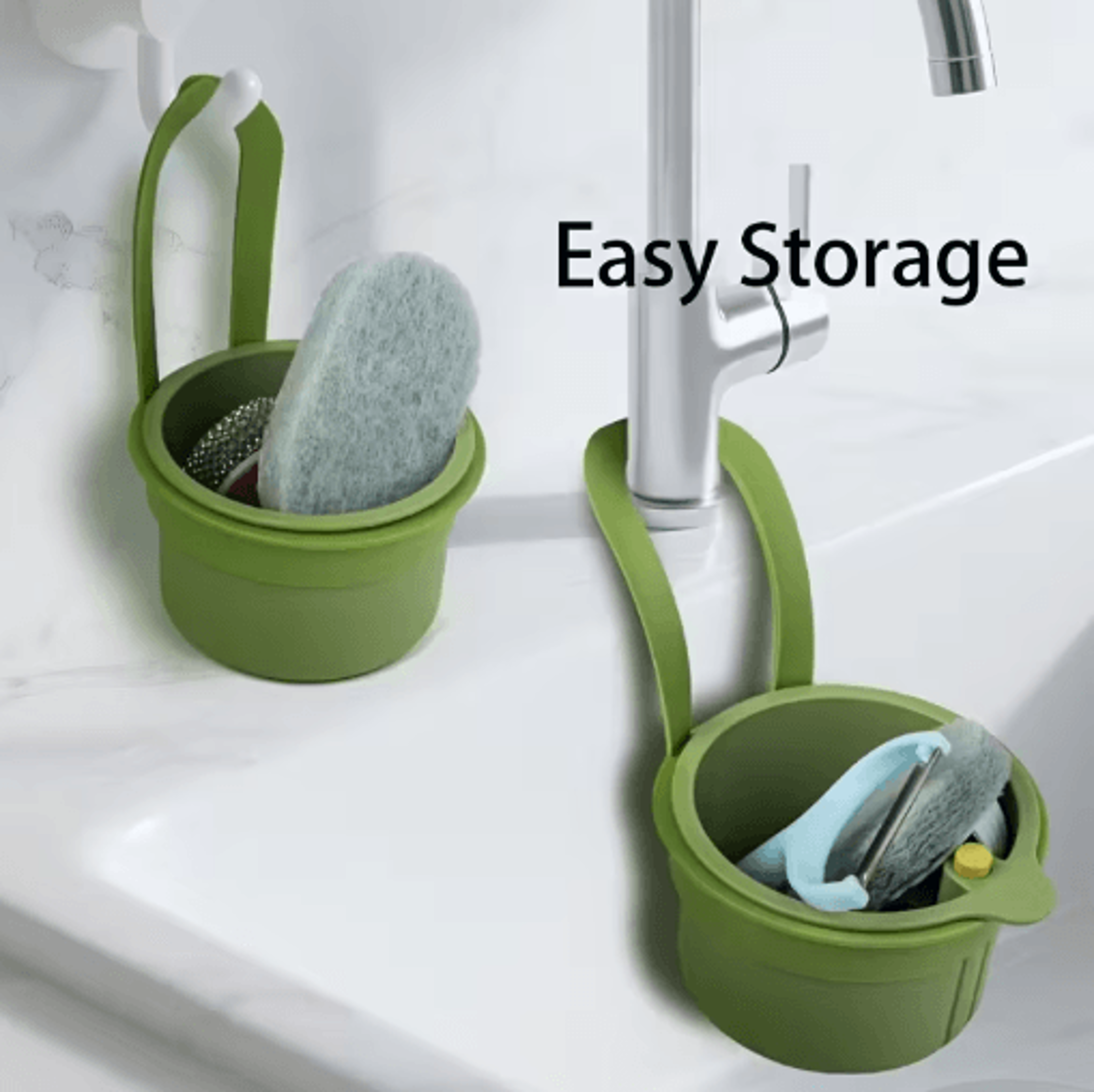 PressType Drain Basket Multi Functional Sink Strainer  Organizer For Kitchen And Bathroom 0