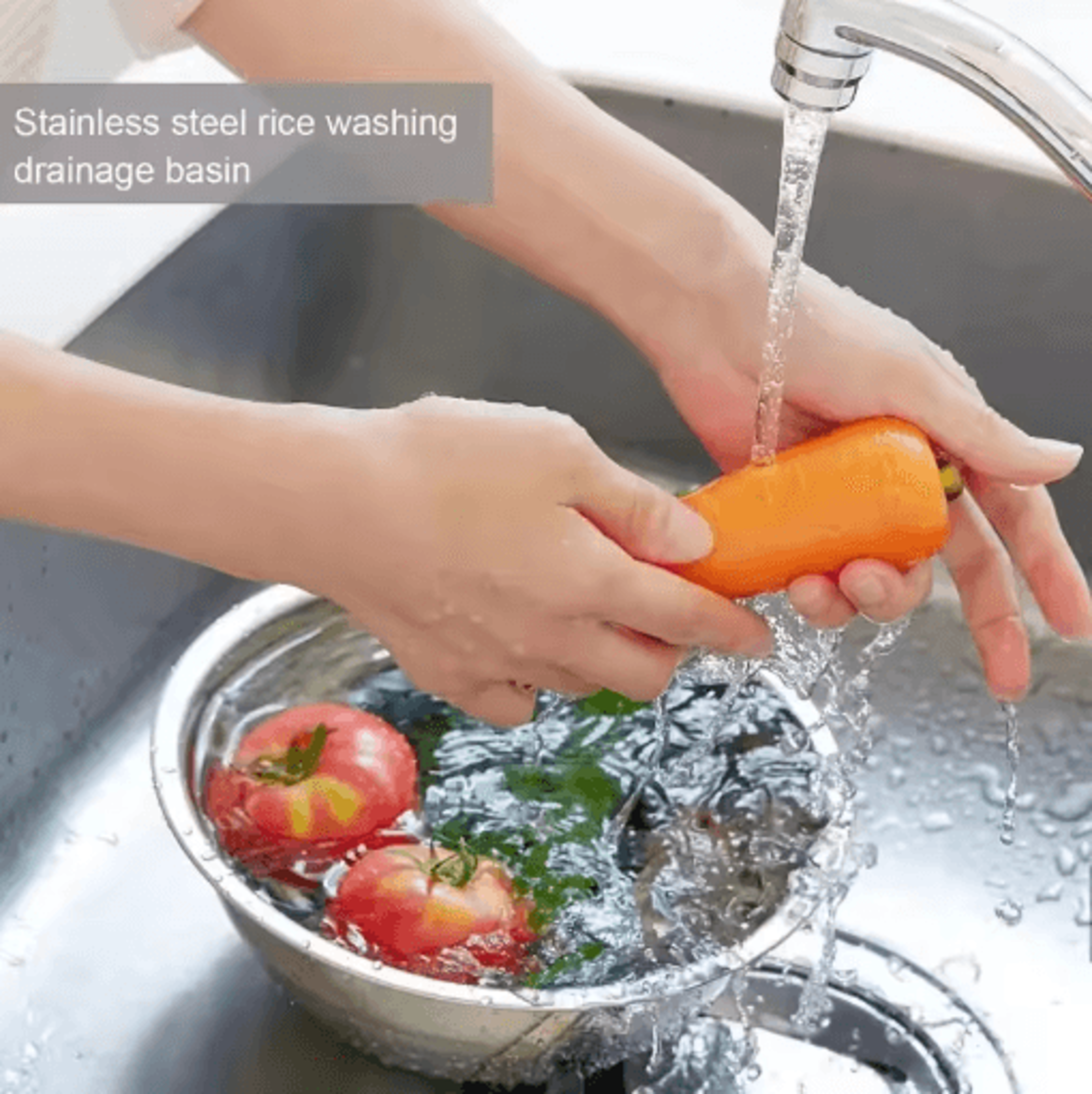 Stainless Steel 304 Rice Washer Strainer Bowl Multi Use Rice Sieve  Colander For Kitchen 3