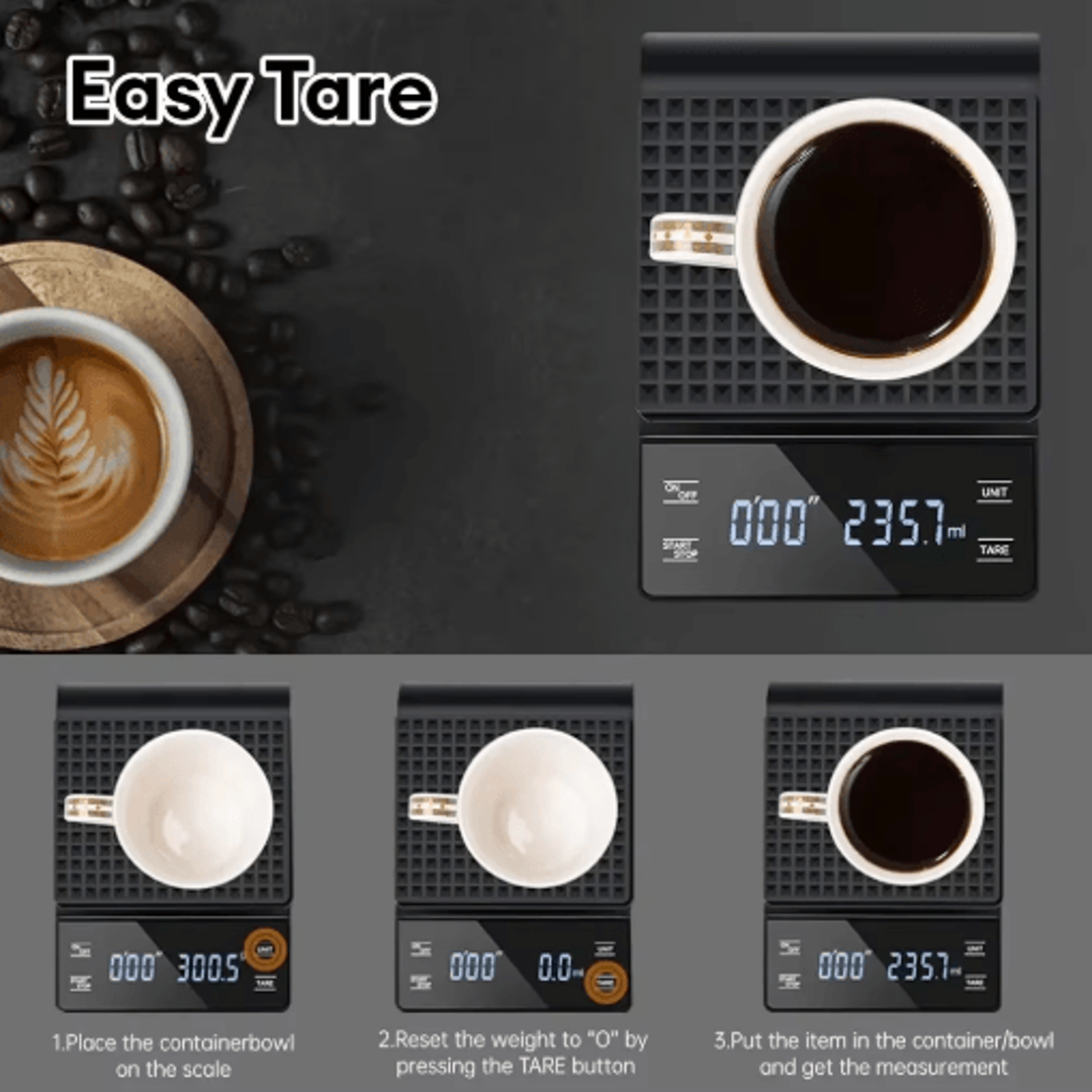 Precision Digital Coffee Scale With Timer For Espresso And Pour Over Brewing 0