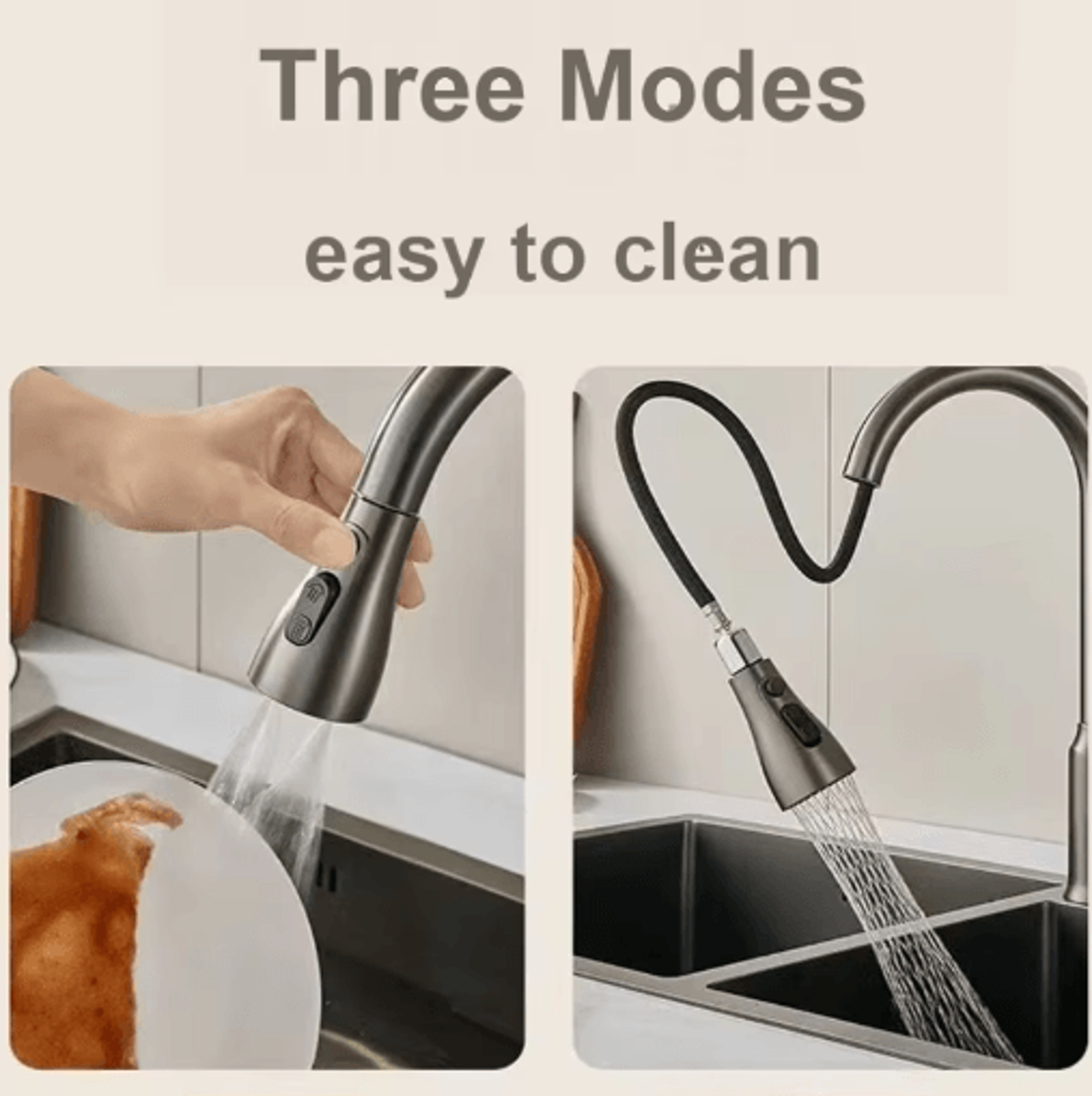 3 Mode Kitchen Faucet Sprayer Head Replacement With 1 To 2 Inch Connector 0