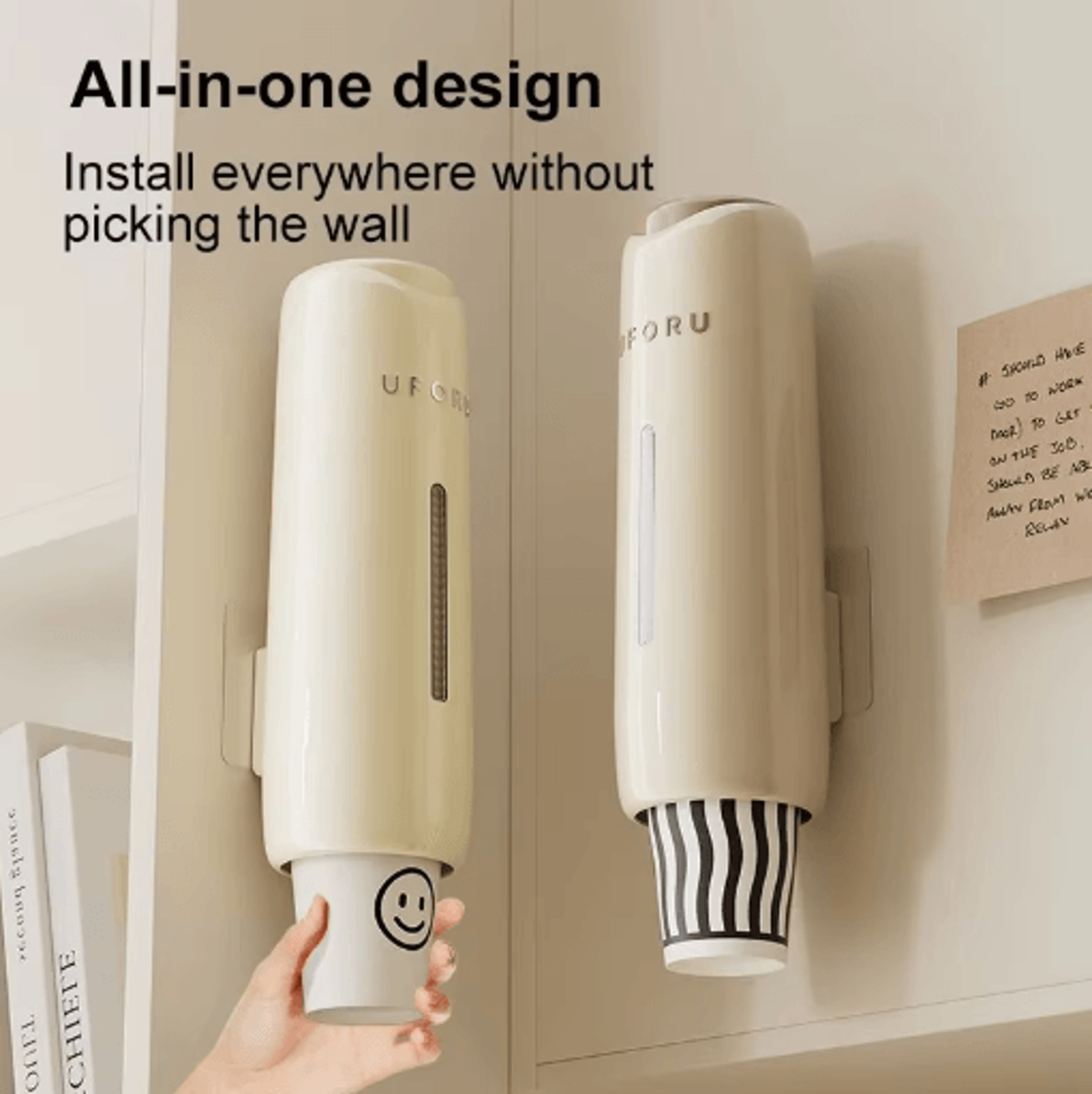 PerforationFree Wall Mounted Cup Dispenser For Water Dispensers 5