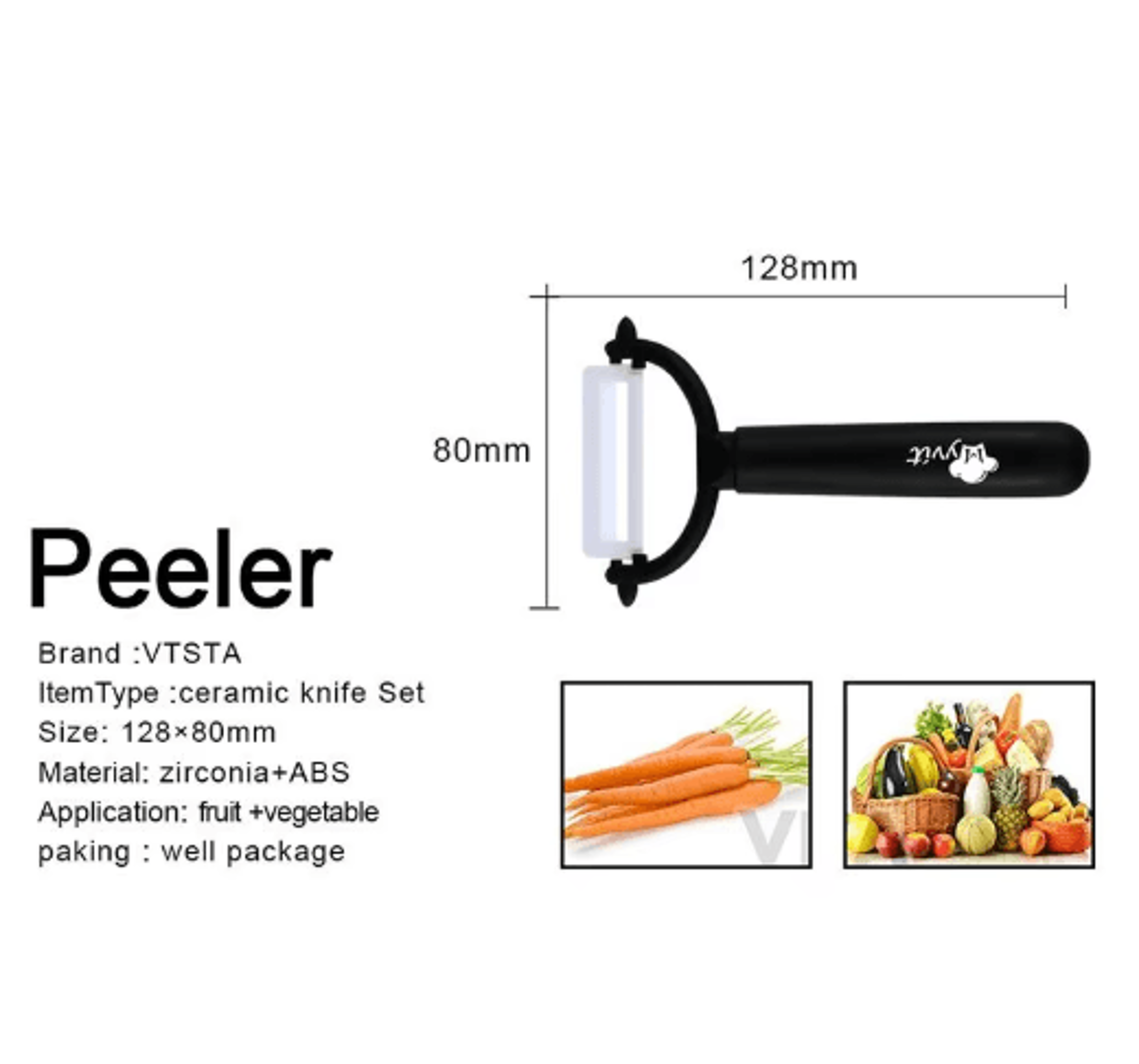 PureEdge Ceramic Vegetable Peeler And Zirconia Paring Knife 3
