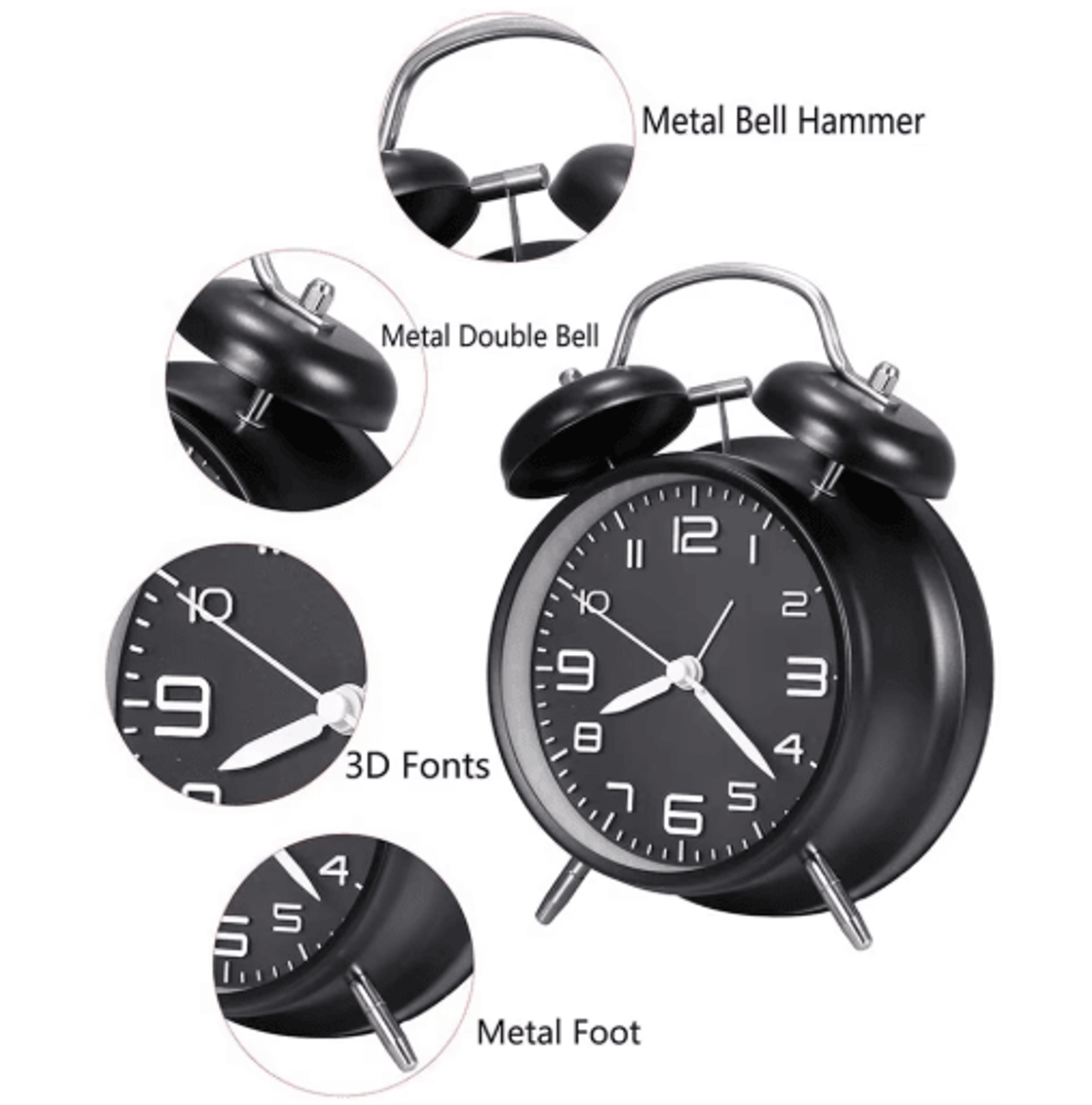 ClassicRing 4Inch Twin Bell Loud Alarm Clock With Backlight 8
