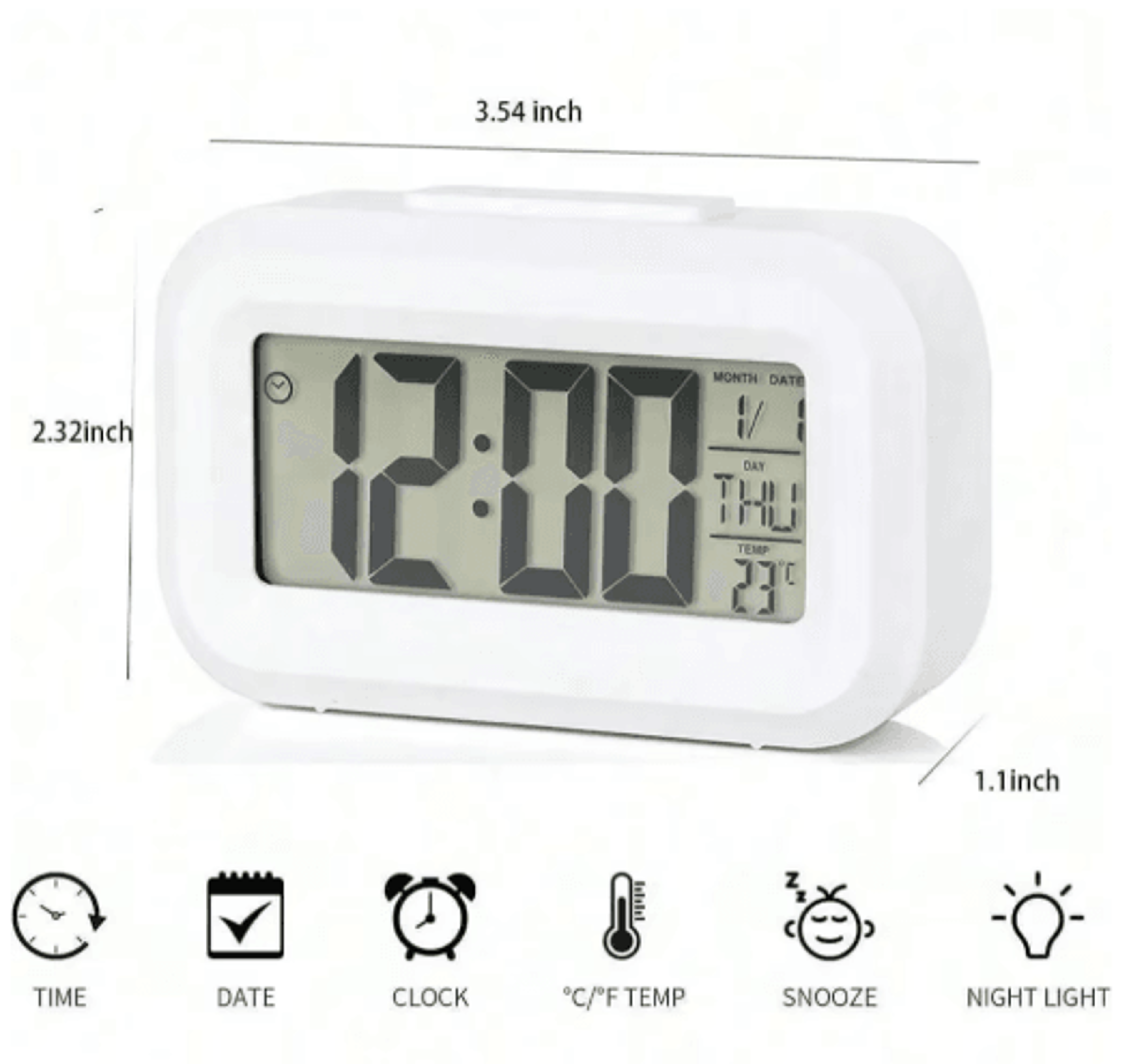 LED Digital Alarm Clock With Backlight  Multifunction Desk Clock With Calendar And Snooze 7