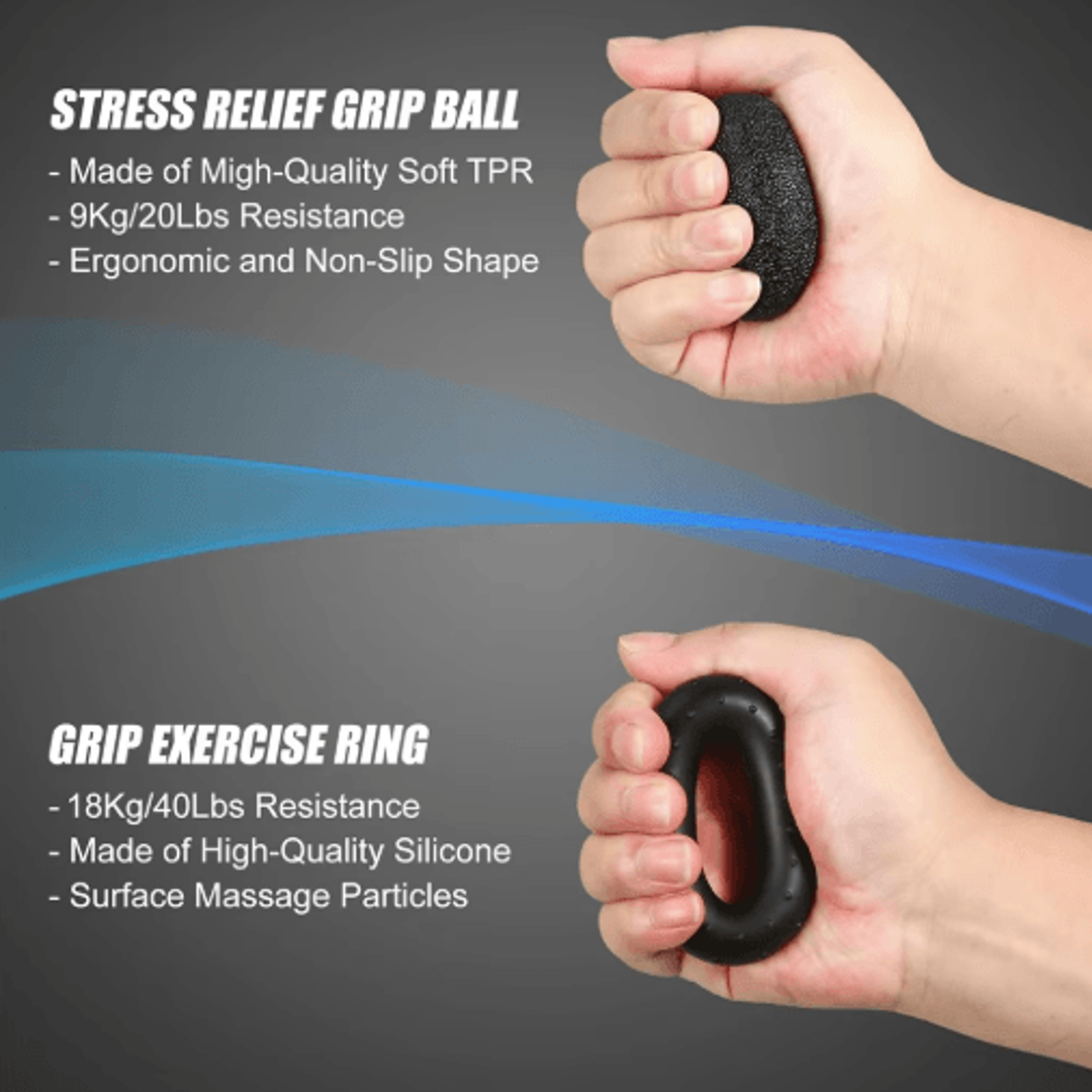 Hand Grip Strengthener Set  Adjustable Gripper Finger Exerciser Bands And Stress Ball For Forearm T 4
