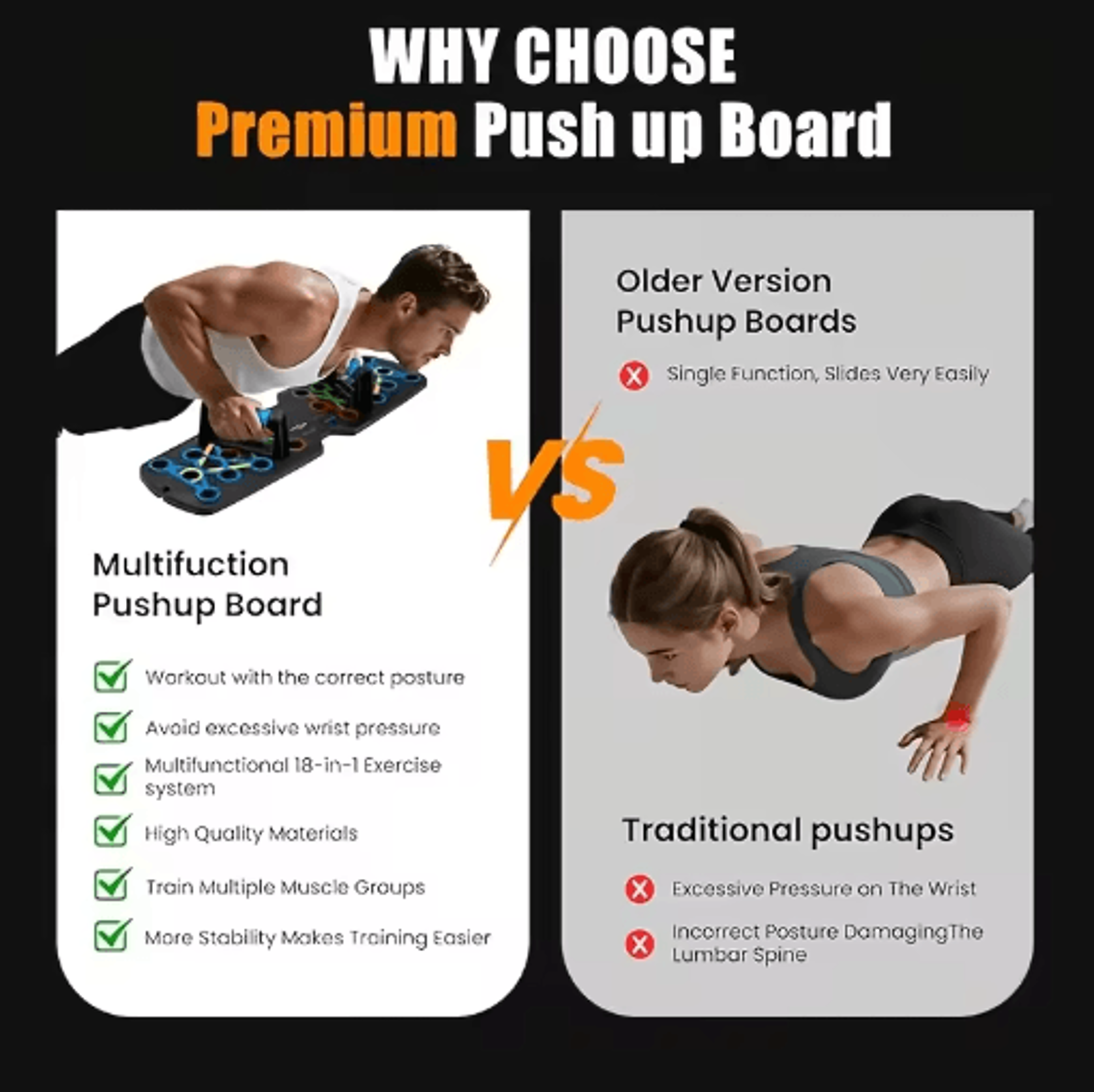 Portable Multifunctional Push Up Board Set With Handles  Foldable Home Upper Body Workout System 5