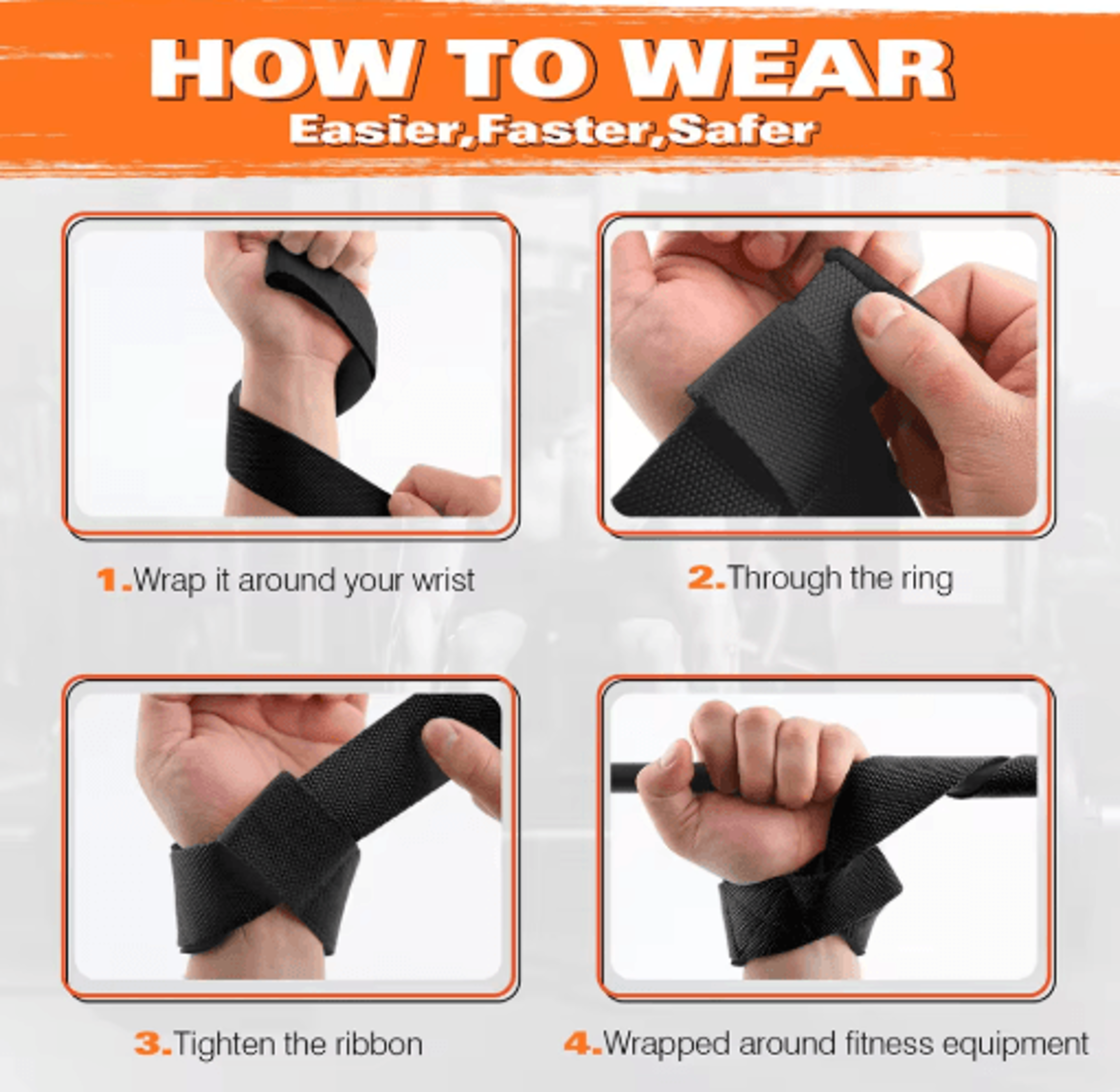 2PCS Weightlifting Wrist Straps  Adjustable Non Slip Gym Wrist Support For Strength Training 6