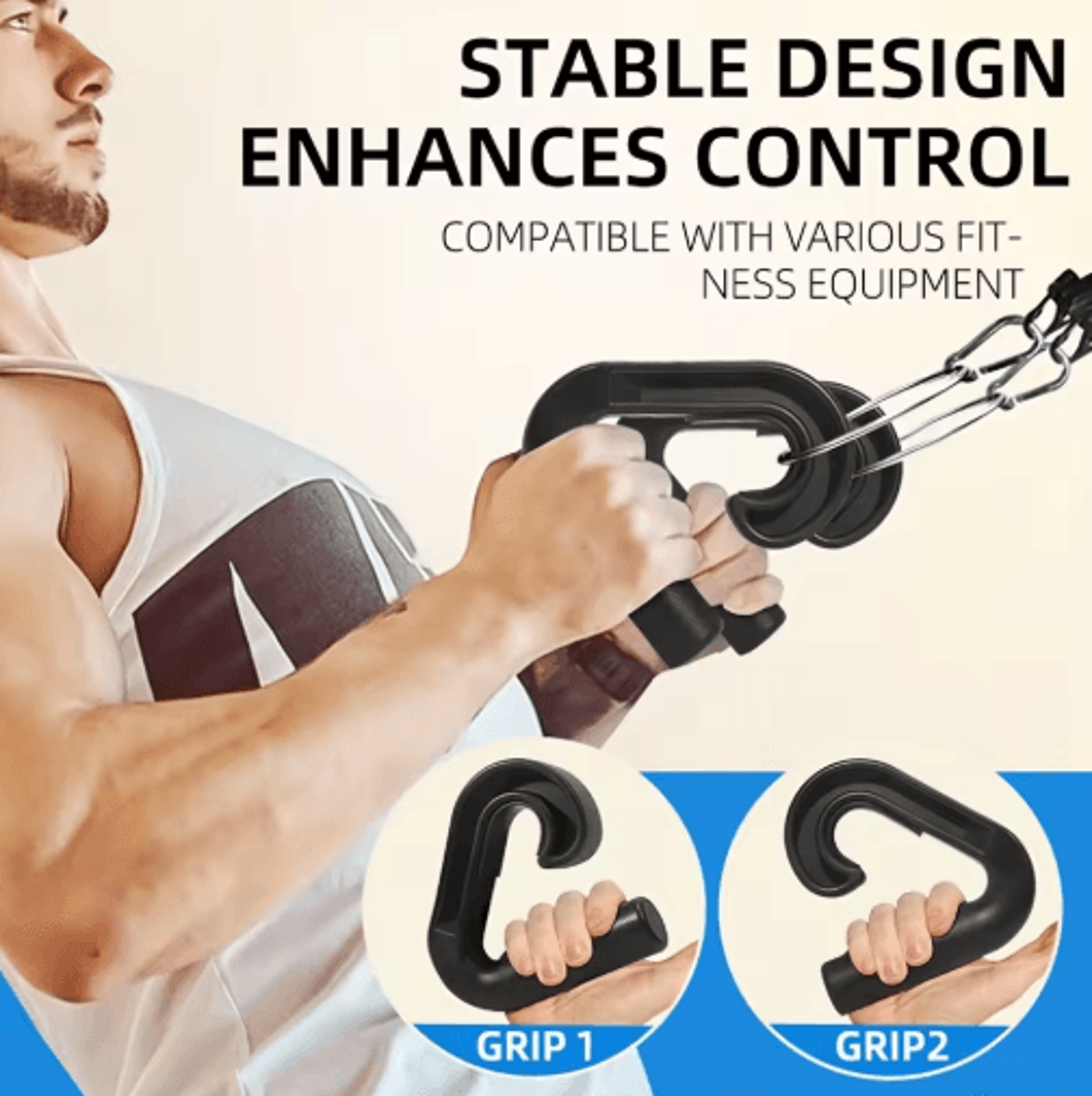 2 PCS Nylon Suspension Grip Handles  Non Slip Lat Pulldown And Cable Machine Attachments 4