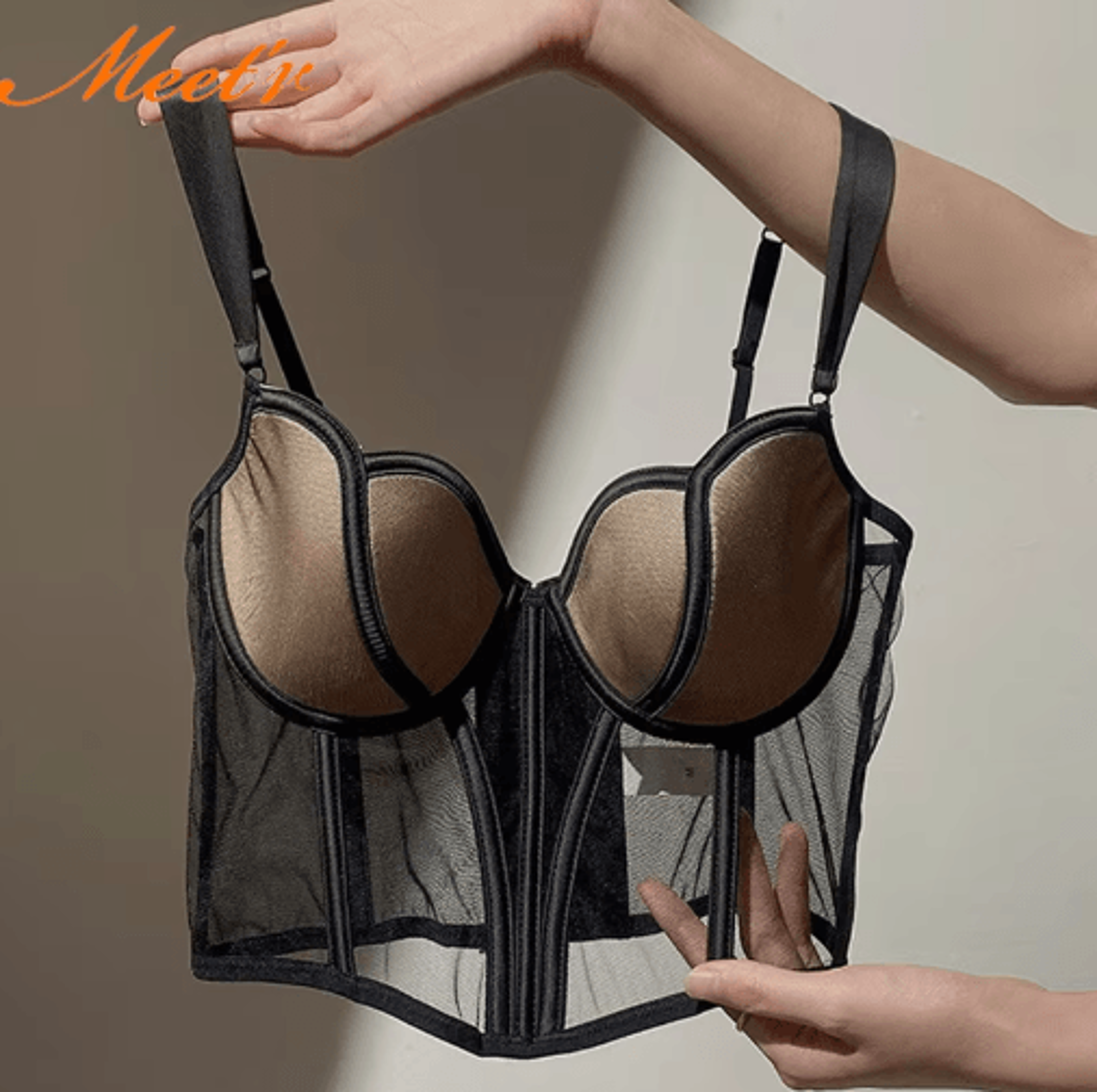 meetr lace push up corset bra with beauty back design