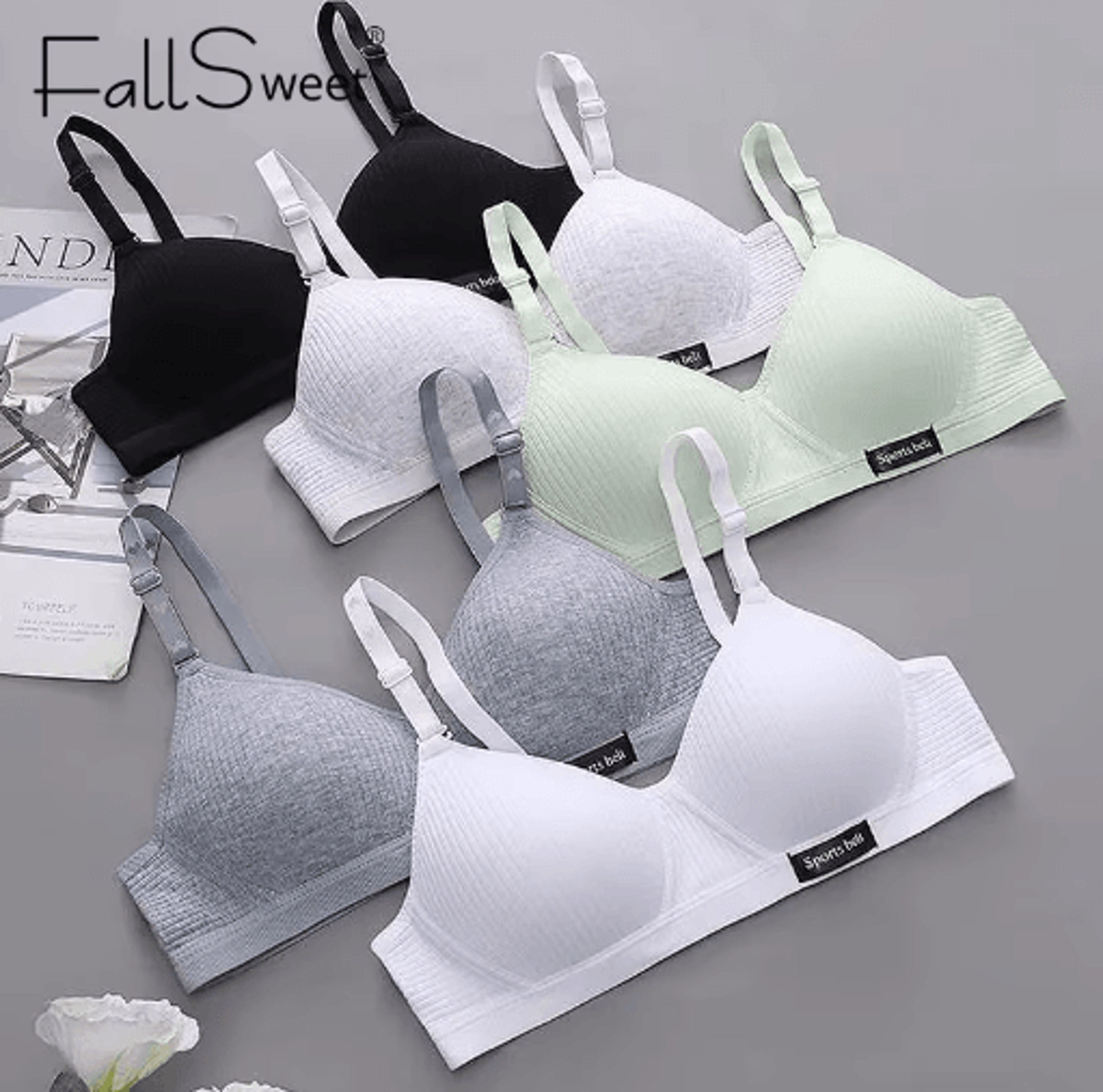 FallSweet Cotton Wireless Bra  Seamless Push Up VShaped Gathering Lingerie For AB Cup 12