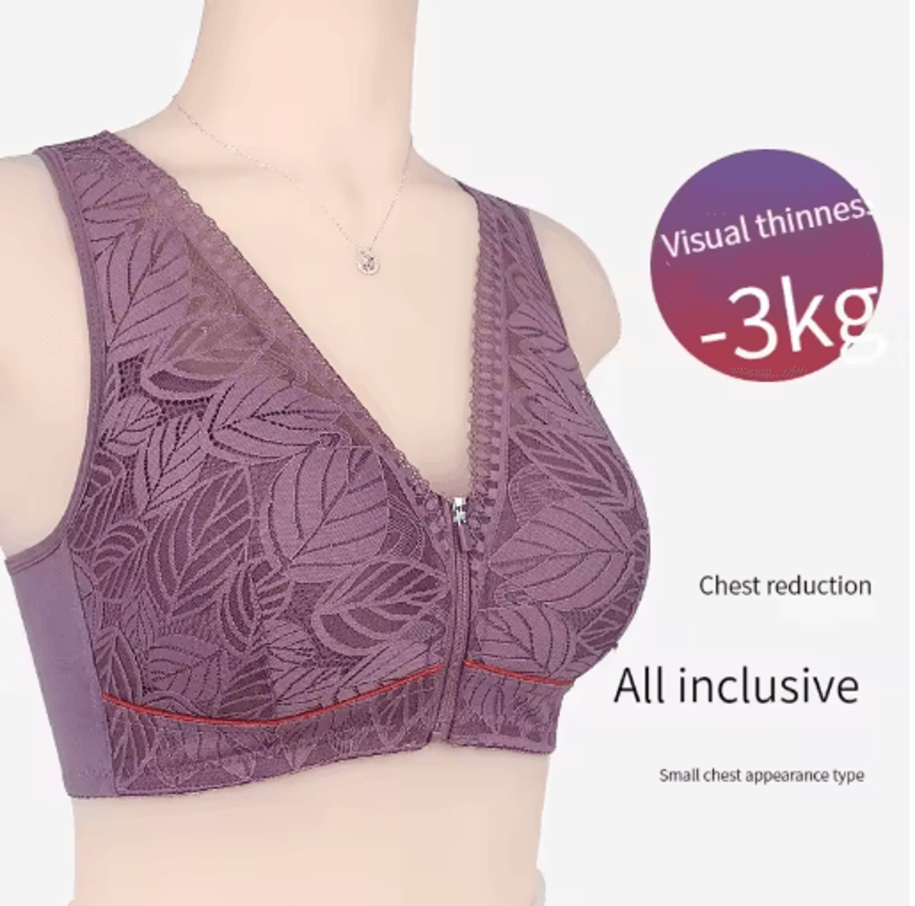 Front Zipper Sports Bra Wireless Breathable Cotton Yoga Bra For Plus Size Women 6
