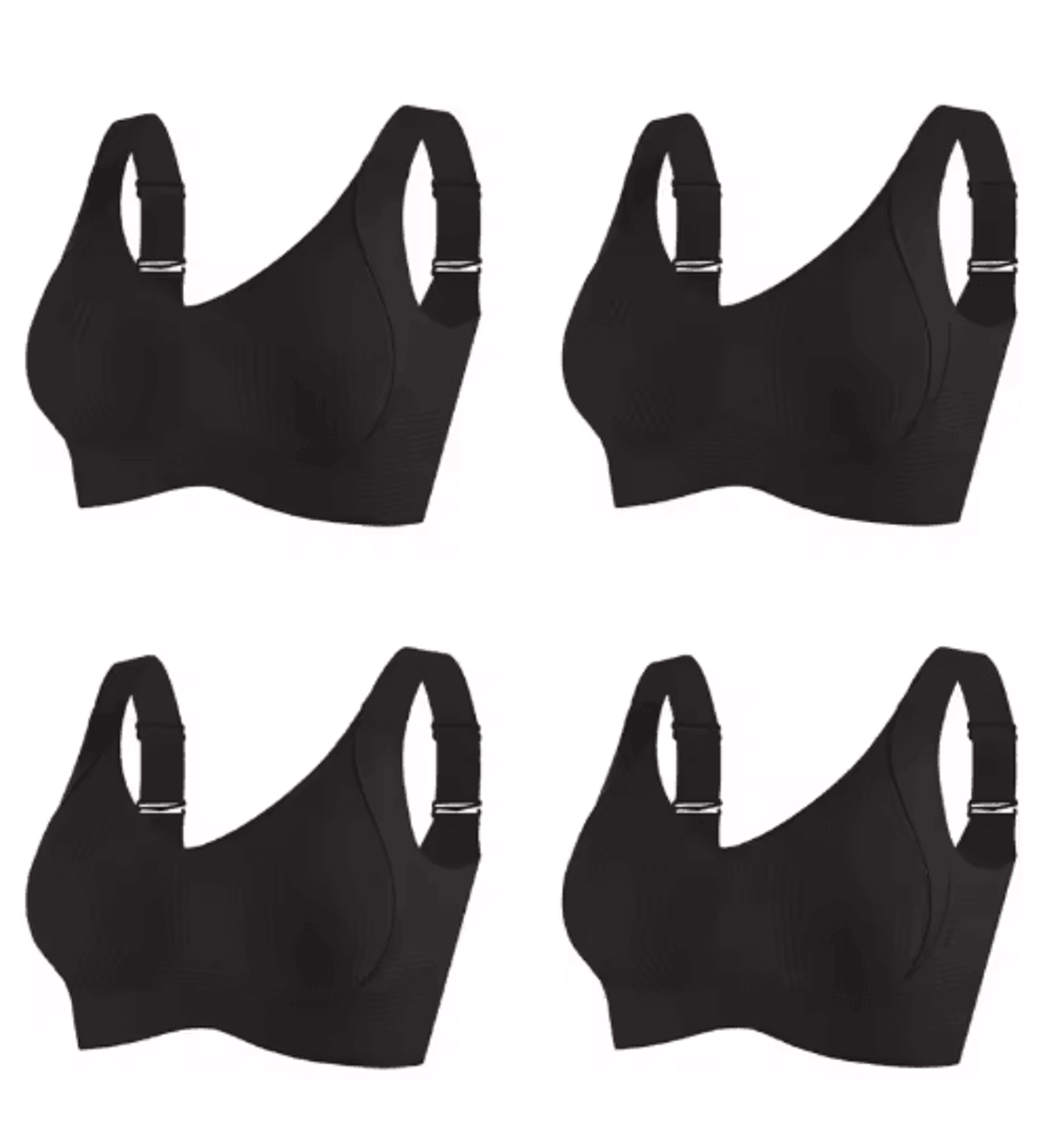FallSweet 4Piece Wireless Push Up Seamless Plus Size Bralette Set 2