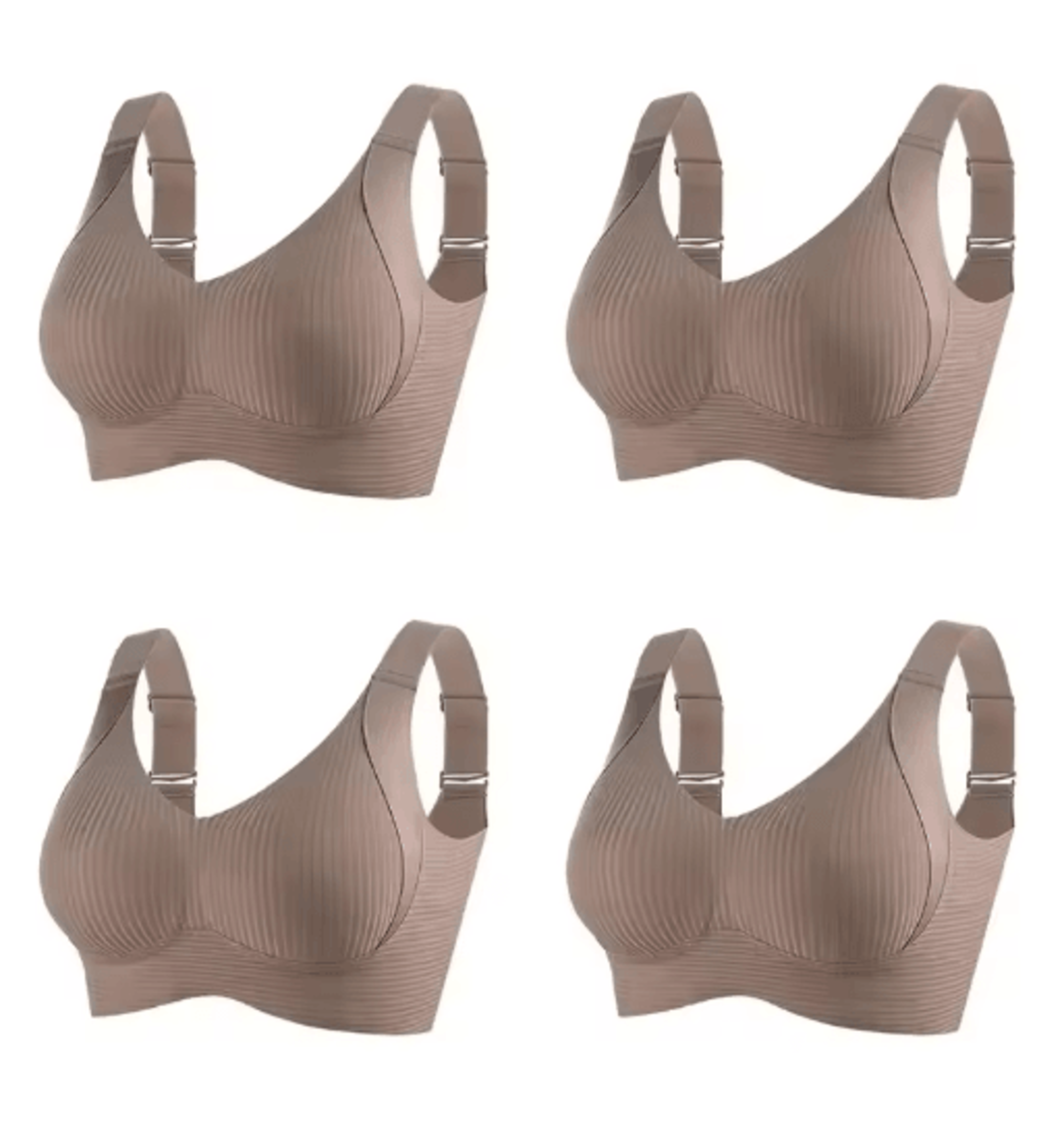 FallSweet 4Piece Wireless Push Up Seamless Plus Size Bralette Set 3