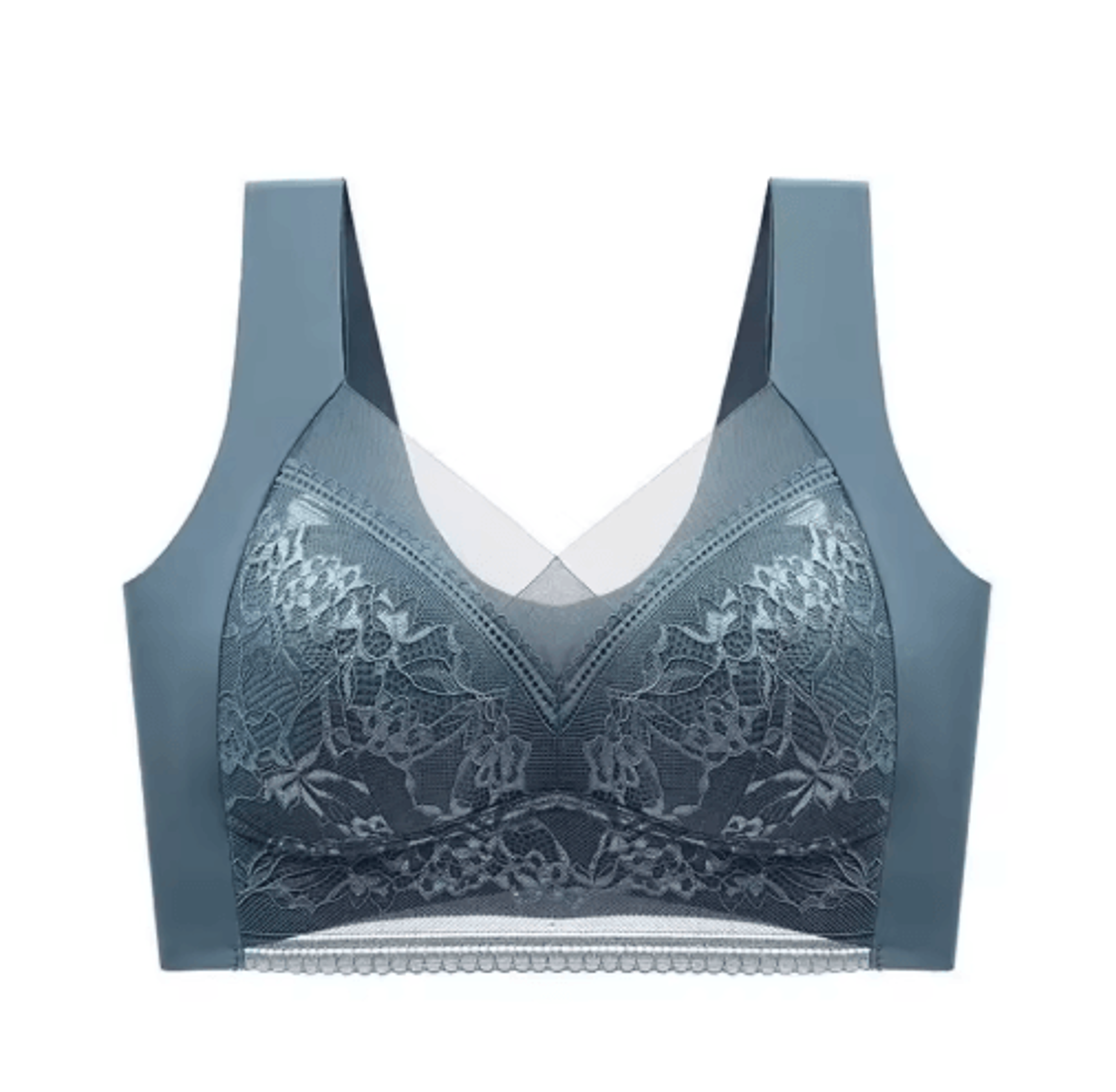 Plus Size Lace Ice Silk AntiSag Seamless Padded Vest Bra 1